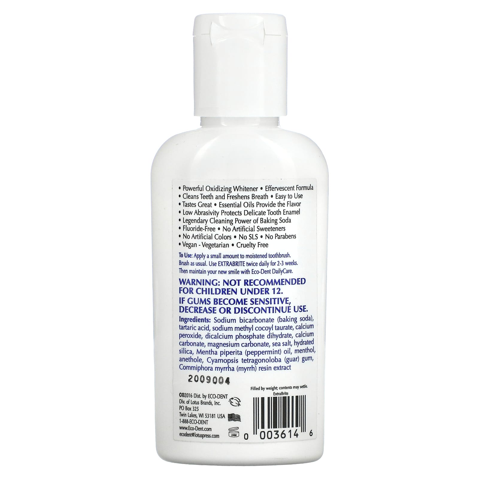 Eco-Dent, ExtraBrite, Baking Soda Tooth Powder, Fluoride Free, Dazzling Mint, 2 oz (56 g) - B0CHWWWC1D