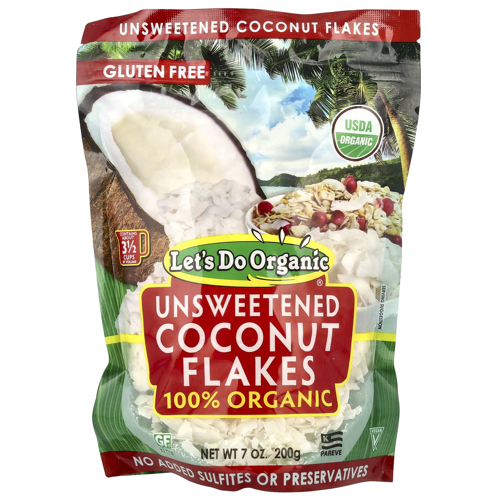 Edward & Sons, Let's Do Organic®, 100% Organic Unsweetened Coconut Flakes, 7 oz (200 g) - B077NH3K2F