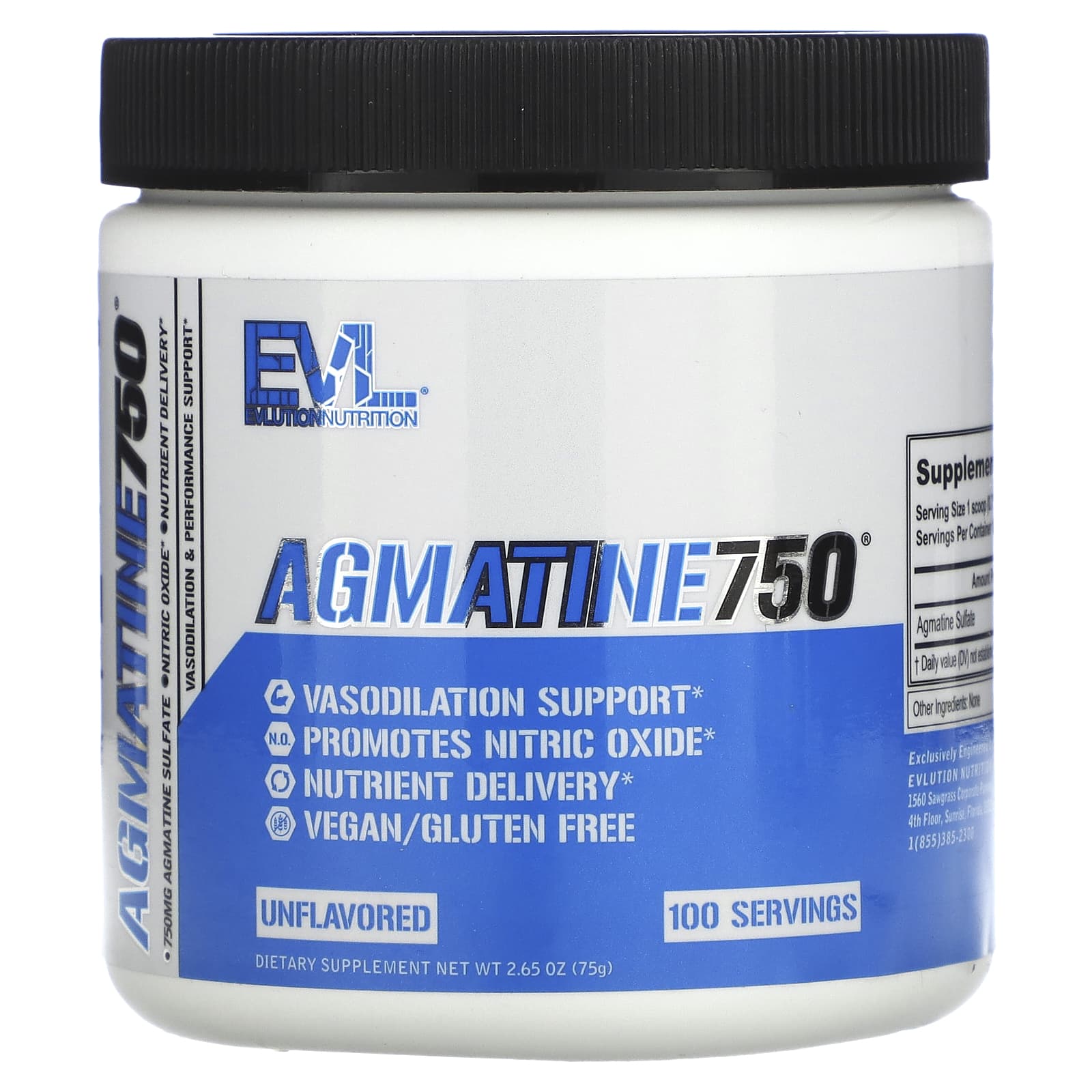 EVLution Nutrition, Agmatine750, Unflavored, 2.65 oz (75 g) - B08127P7DS