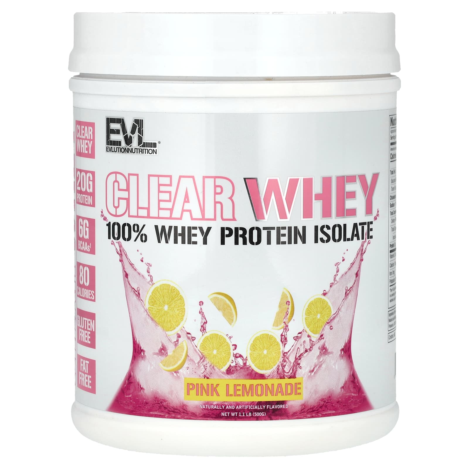 EVLution Nutrition, Clear Whey, 100% Whey Protein Isolate, Pink Lemonade, 1.1 lb (500 g) - B0D96THXF6