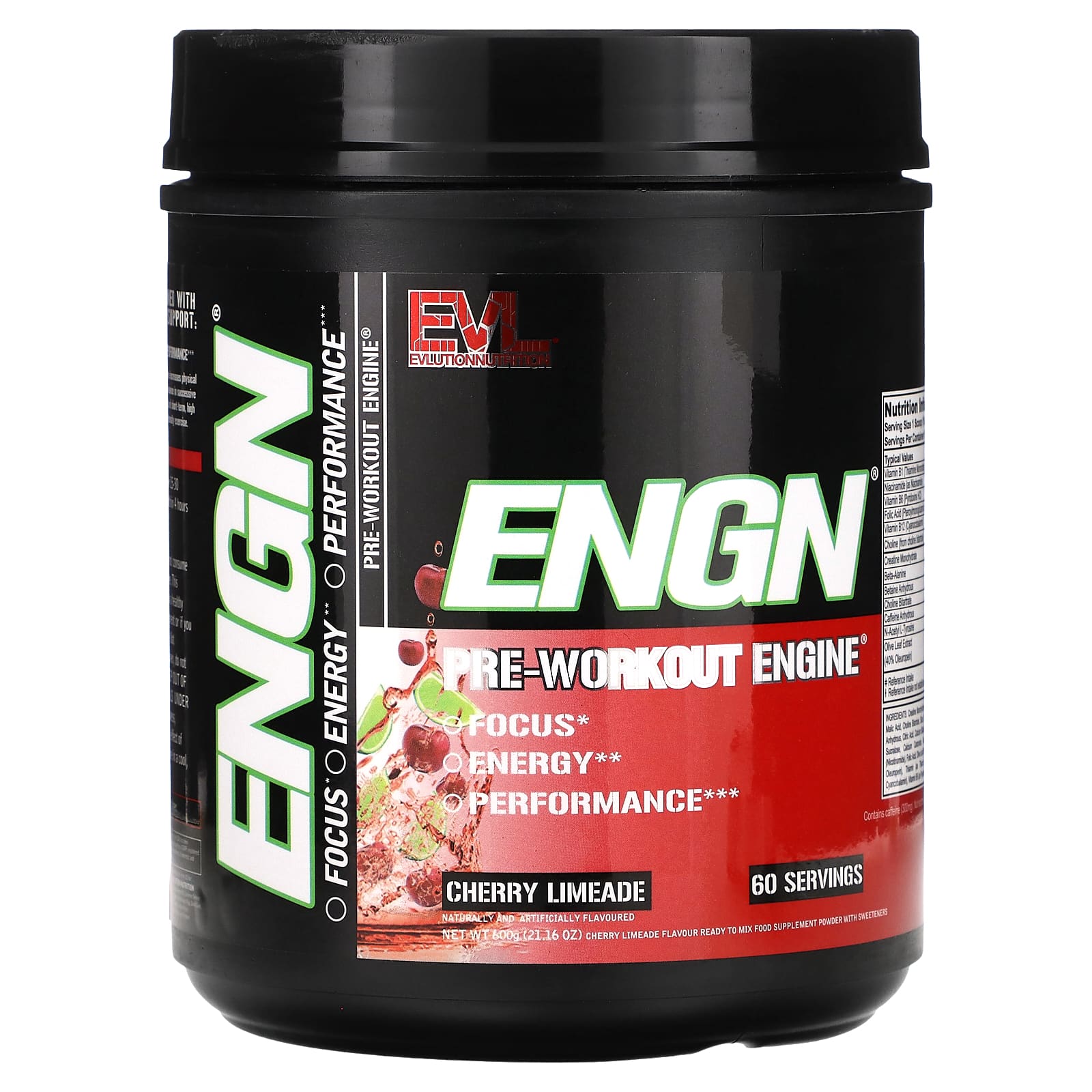 EVLution Nutrition, ENGN, Pre-Workout Engine, Cherry Limeade, 21.16 oz (600 g) - 