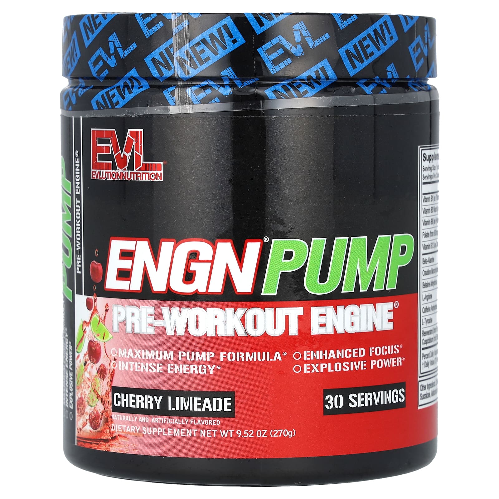 EVLution Nutrition, ENGN Pump, Pre-Workout Engine, Cherry Limeade, 9.52 oz (270 g) - B0CXB728TH