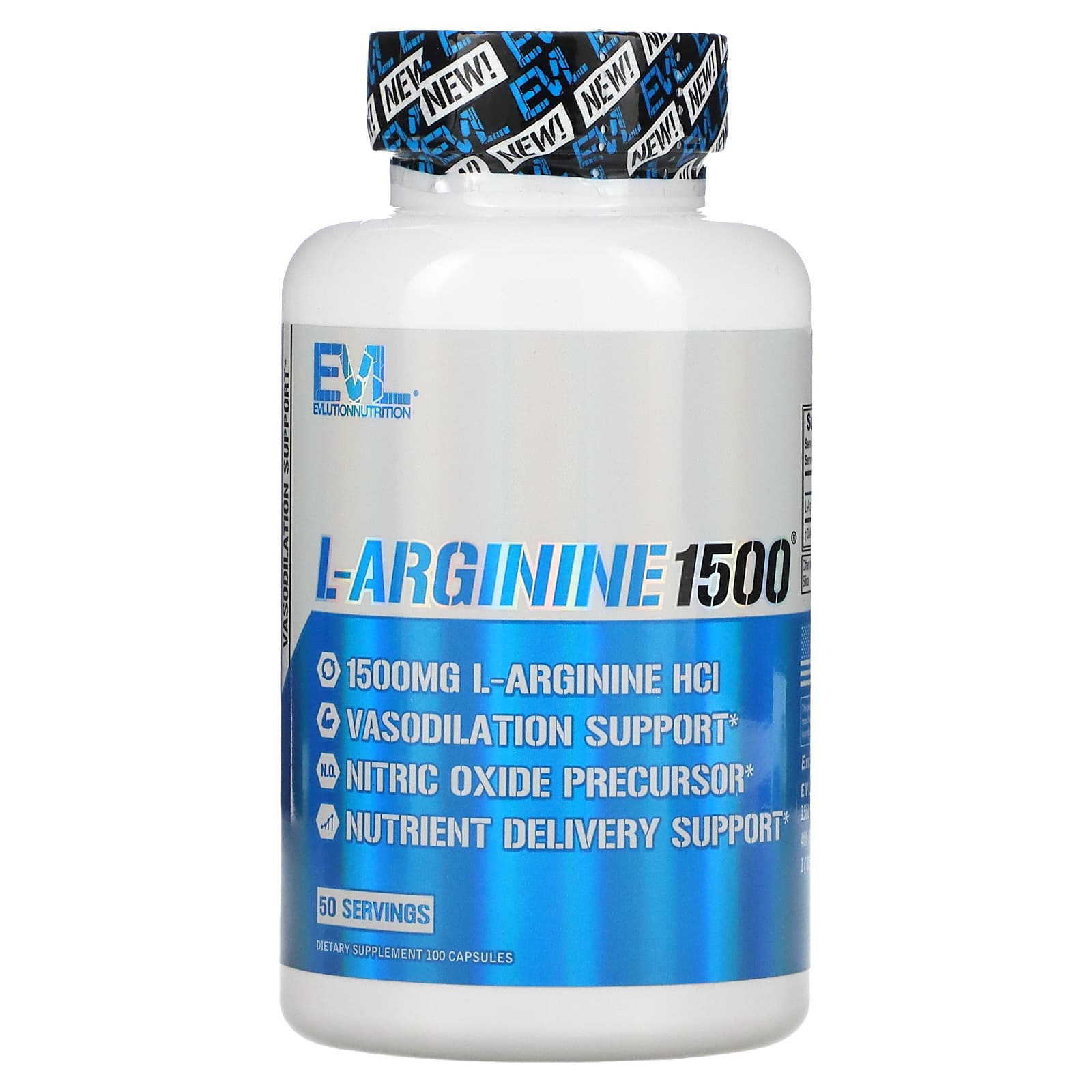 EVLution Nutrition, L-Arginine1500, 1,500 mg , 100 Capsules (750 mg per Capsule) - B07JN6VK6M