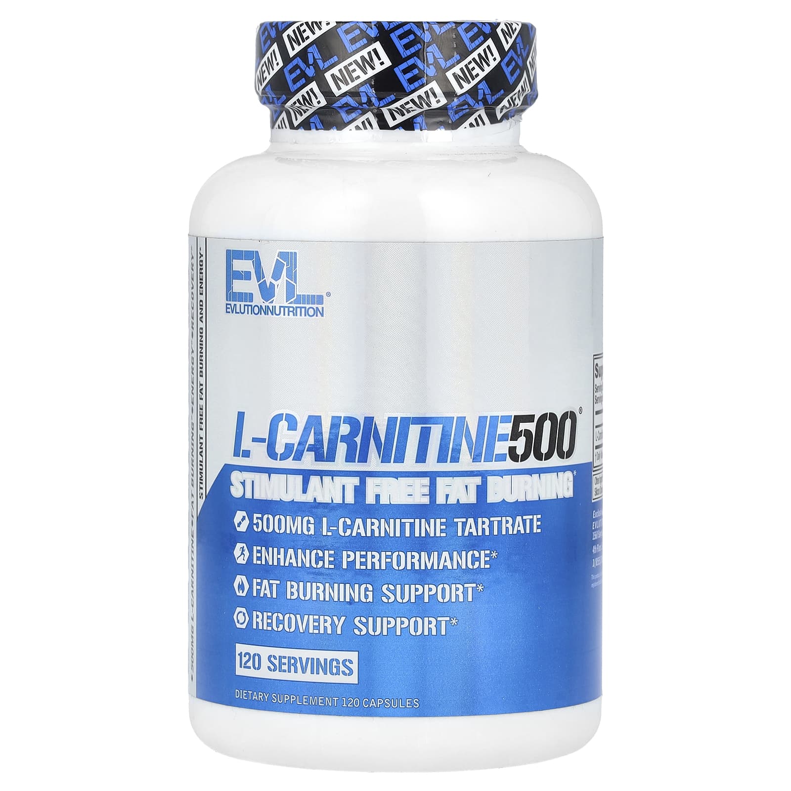 EVLution Nutrition, L-Carnitine500®, 500 mg, 120 Caps - 