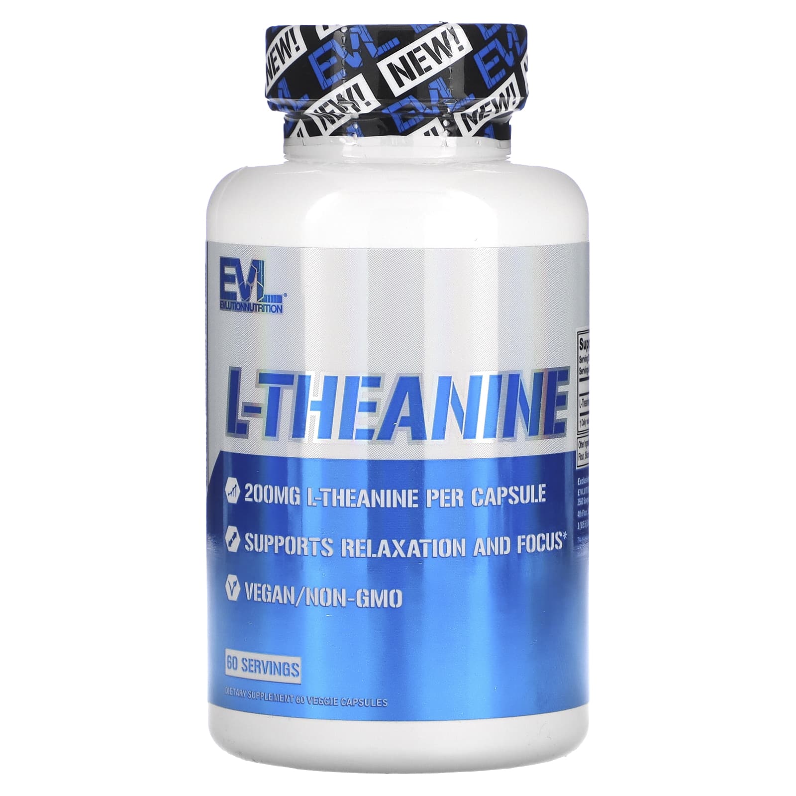 EVLution Nutrition, L-Theanine, 200 mg, 60 Veggie Capsules - B0B9HVG64N