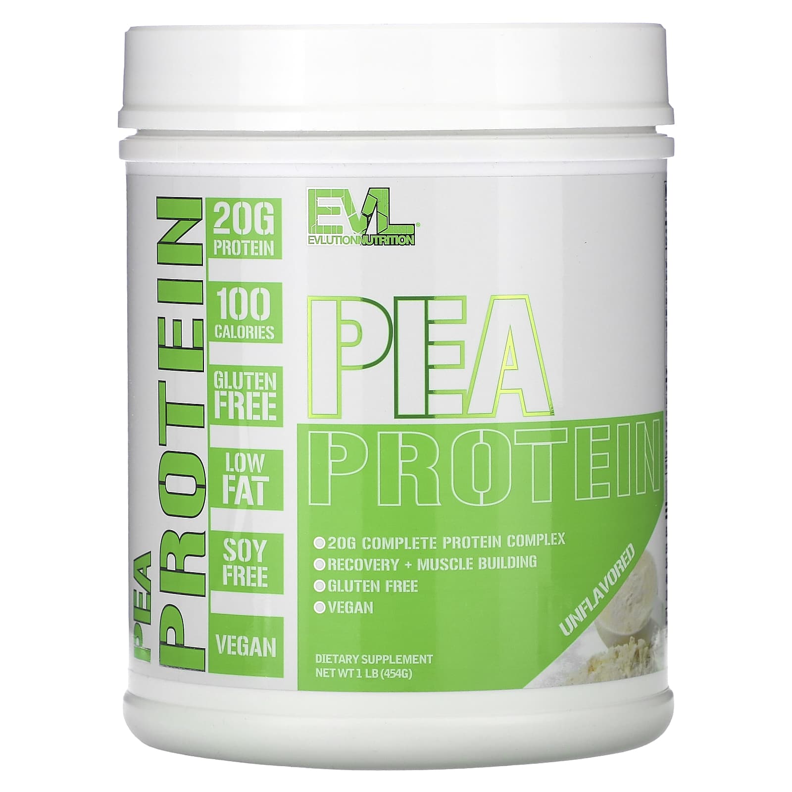 EVLution Nutrition, Pea Protein, Unflavored, 1 lb (454 g) - 