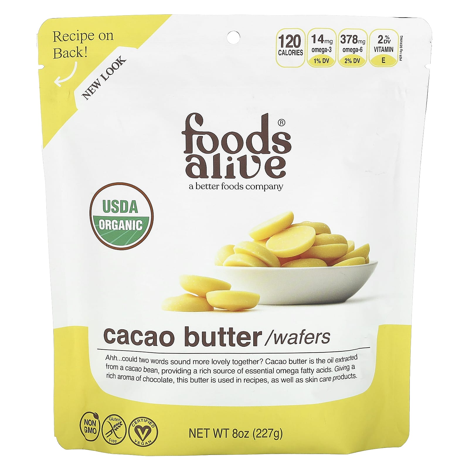 Foods Alive, Cacao Butter Wafers, 8 oz (227 g) - B08H5XTR4J