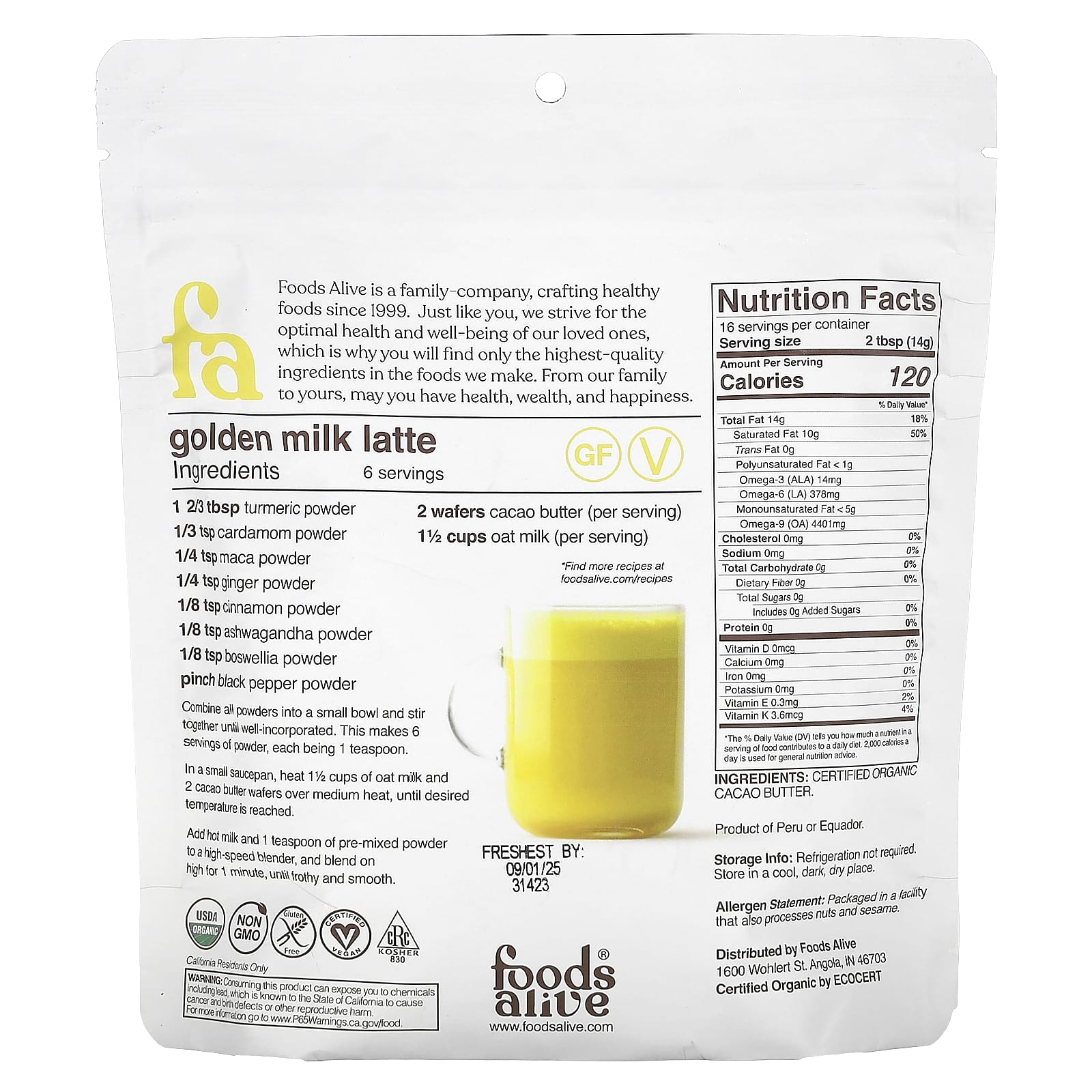 Foods Alive, Cacao Butter Wafers, 8 oz (227 g) - B08H5XTR4J
