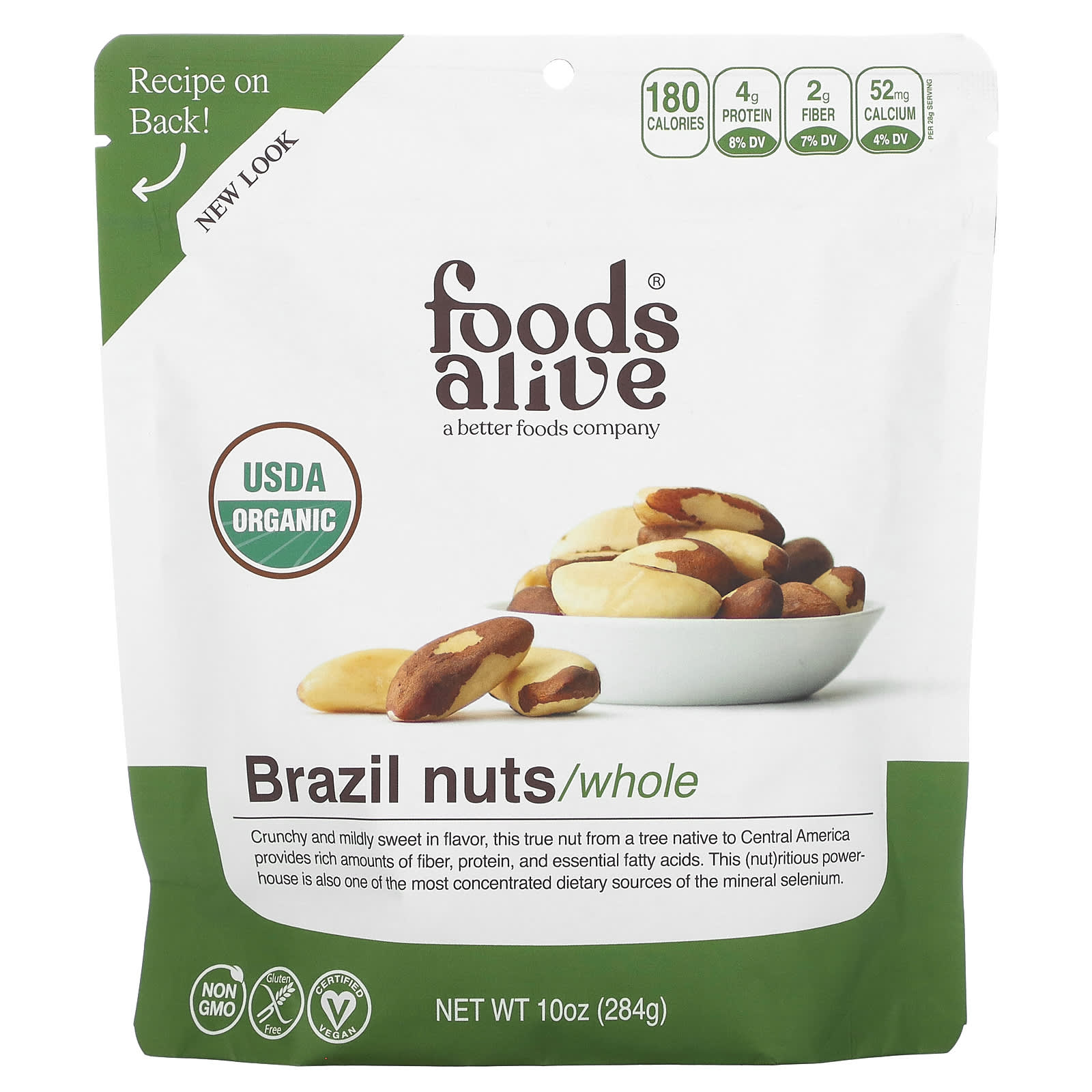 Foods Alive, Organic Brazil Nuts, Whole, 10 oz (284 g) - B08H768LP7