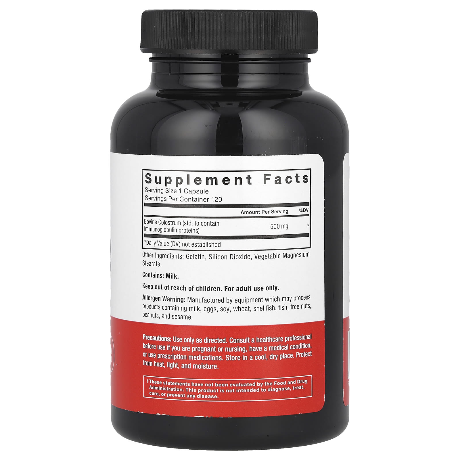 Force Factor, Bovine Colostrum With Immunoglobulin & Lactoferrin, 500 mg, 120 Capsules - B0DD4QMG6G