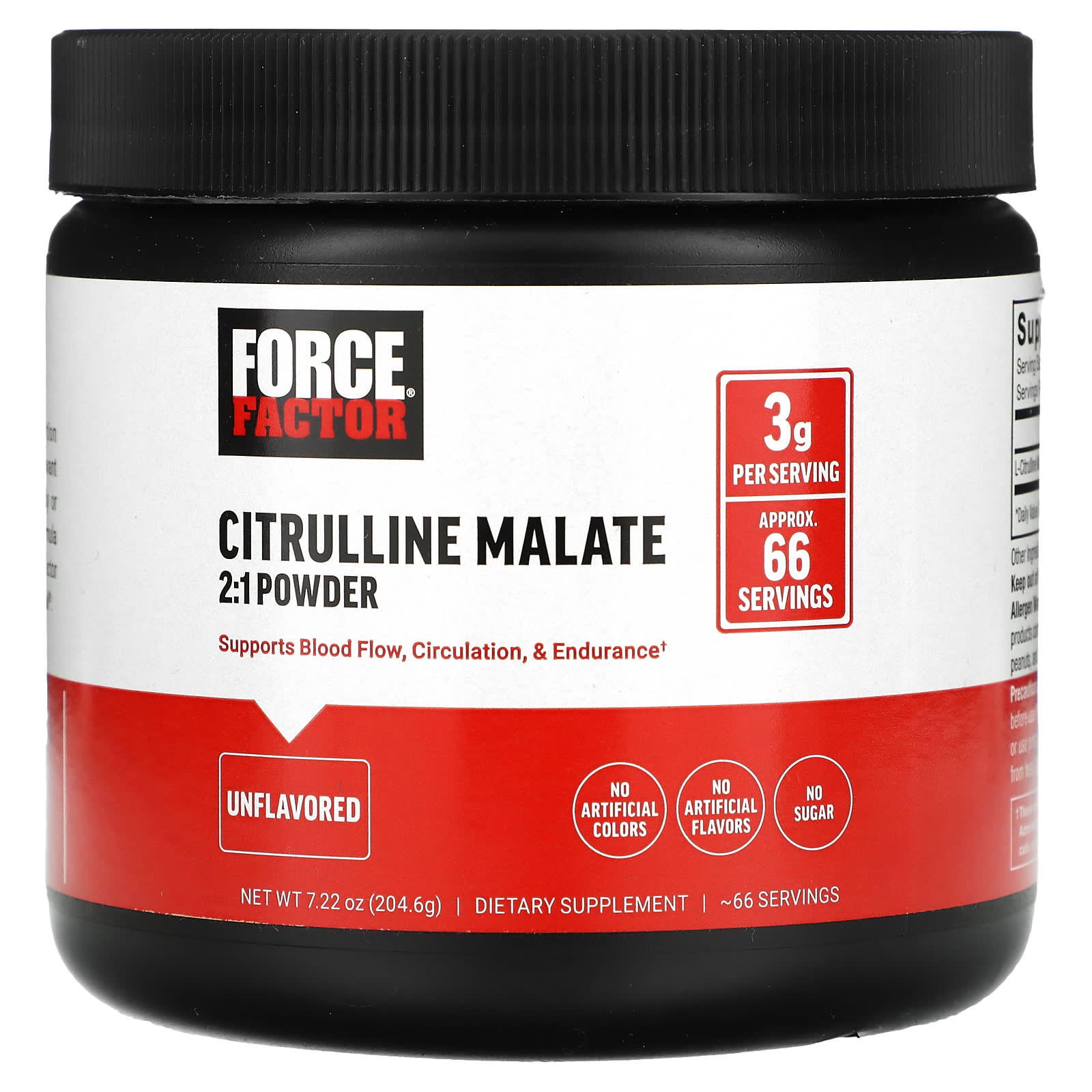 Force Factor, Citrulline Malate 2:1 Powder, Unflavored, 7.22 oz (204.6 g) - B0CGYCS88K