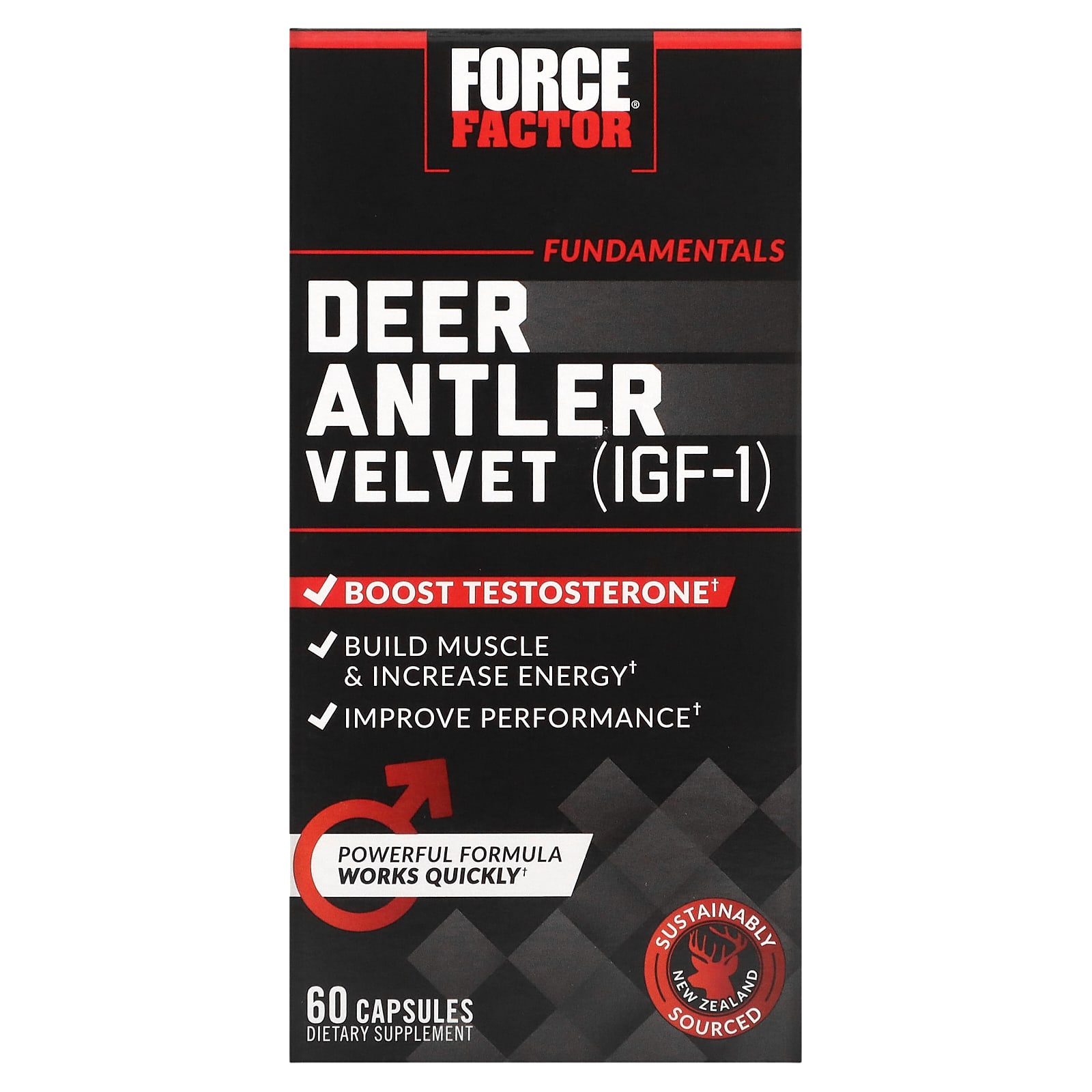 Force Factor, Deer Antler Velvet (IGF-1), 60 Capsules - 