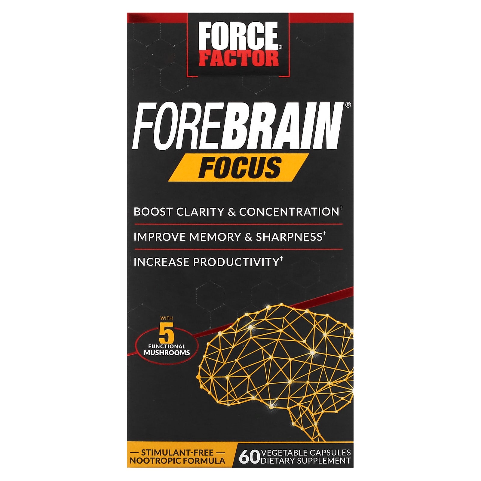 Force Factor, Forebrain Focus, 60 Vegetable Capsules - B0BBNF37F9