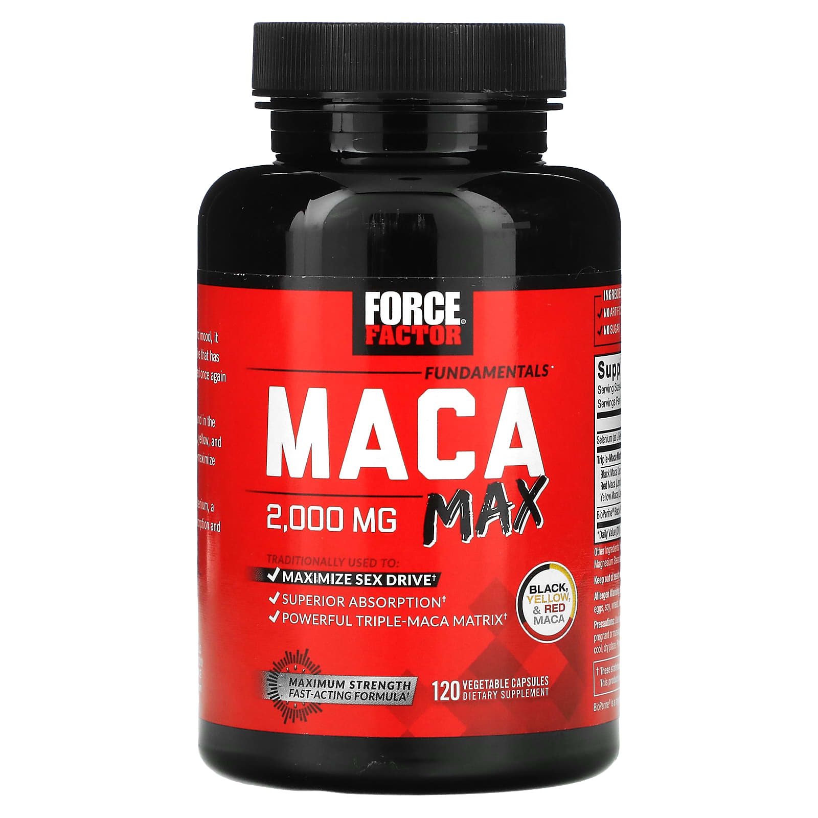 Force Factor, Fundamentals, Maca Max, 2,000 mg, 120 Vegetable Capsules (500 mg per Capsule)
