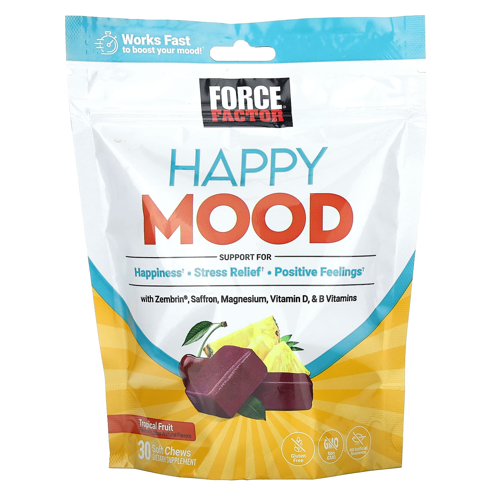 Force Factor, Happy Mood, Tropical Fruit, 30 Soft Chews - B0CNFJ48XW