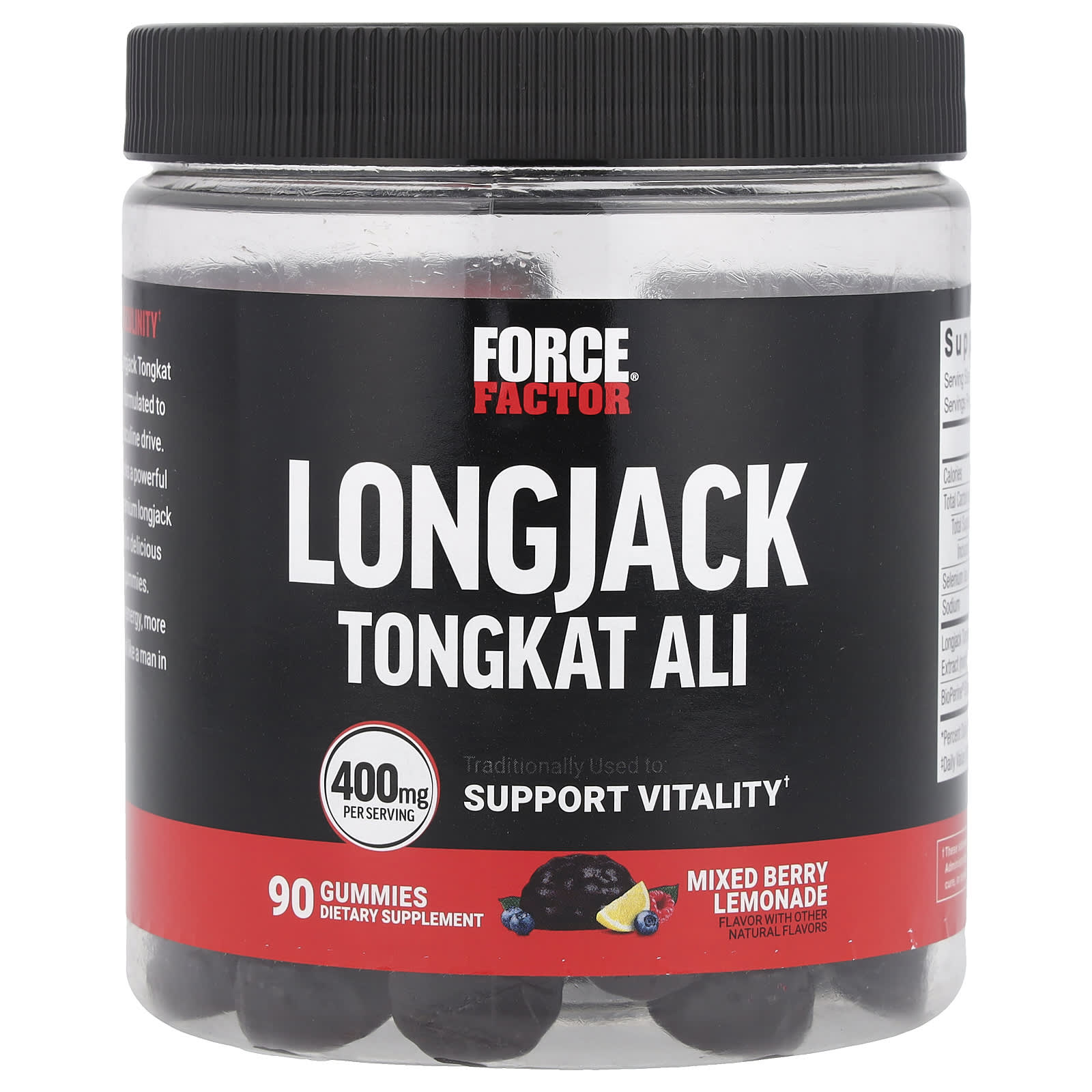 Force Factor, Longjack Tongkat Ali Gummies, Mixed Berry Lemonade, 400 mg, 90 Gummies (133 mg Per Gummy) - B0D73YQJ8Z