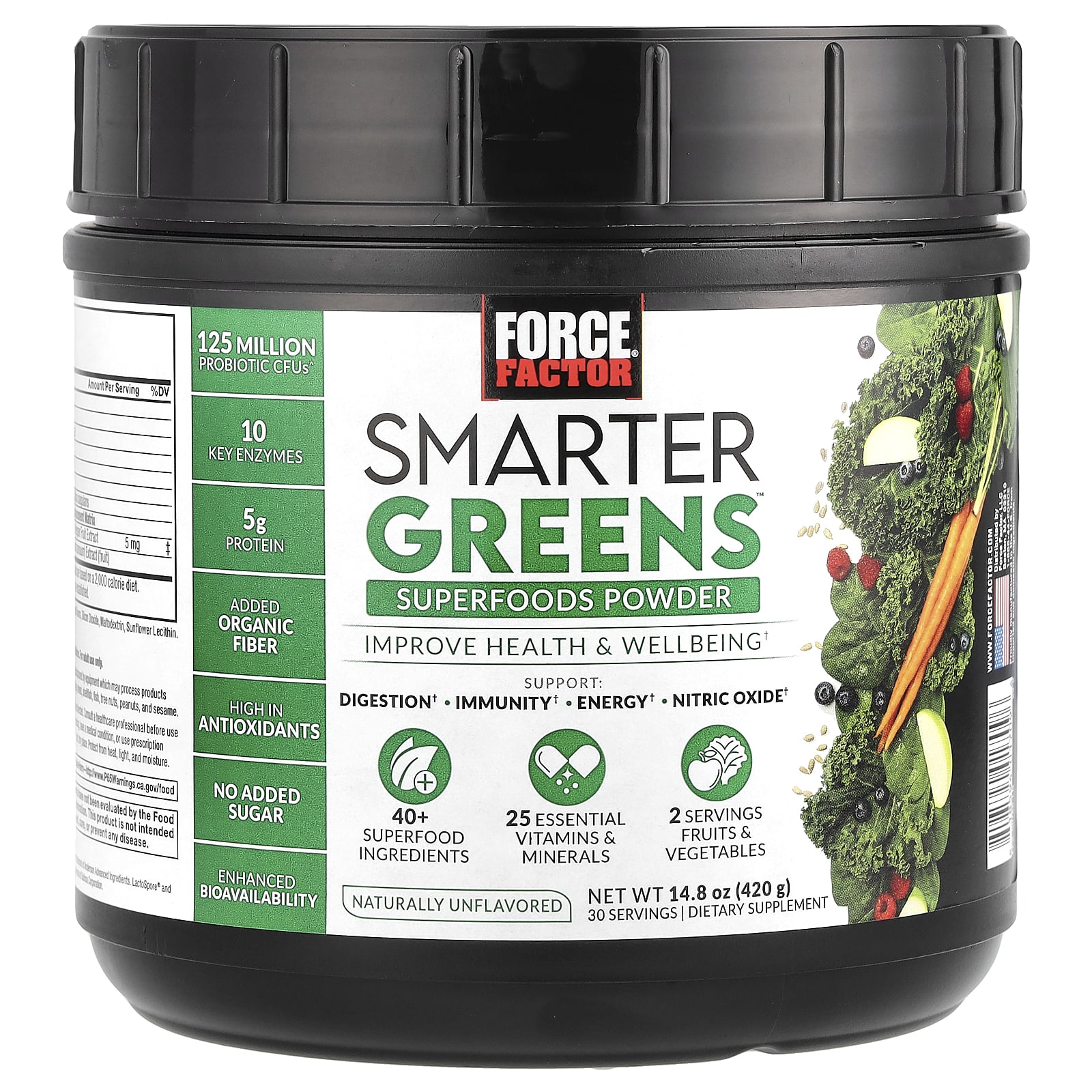Force Factor, Smarter Greens™, Superfood Powder, Unflavored, 14.8 oz (420 g) - B09RDHXRW1
