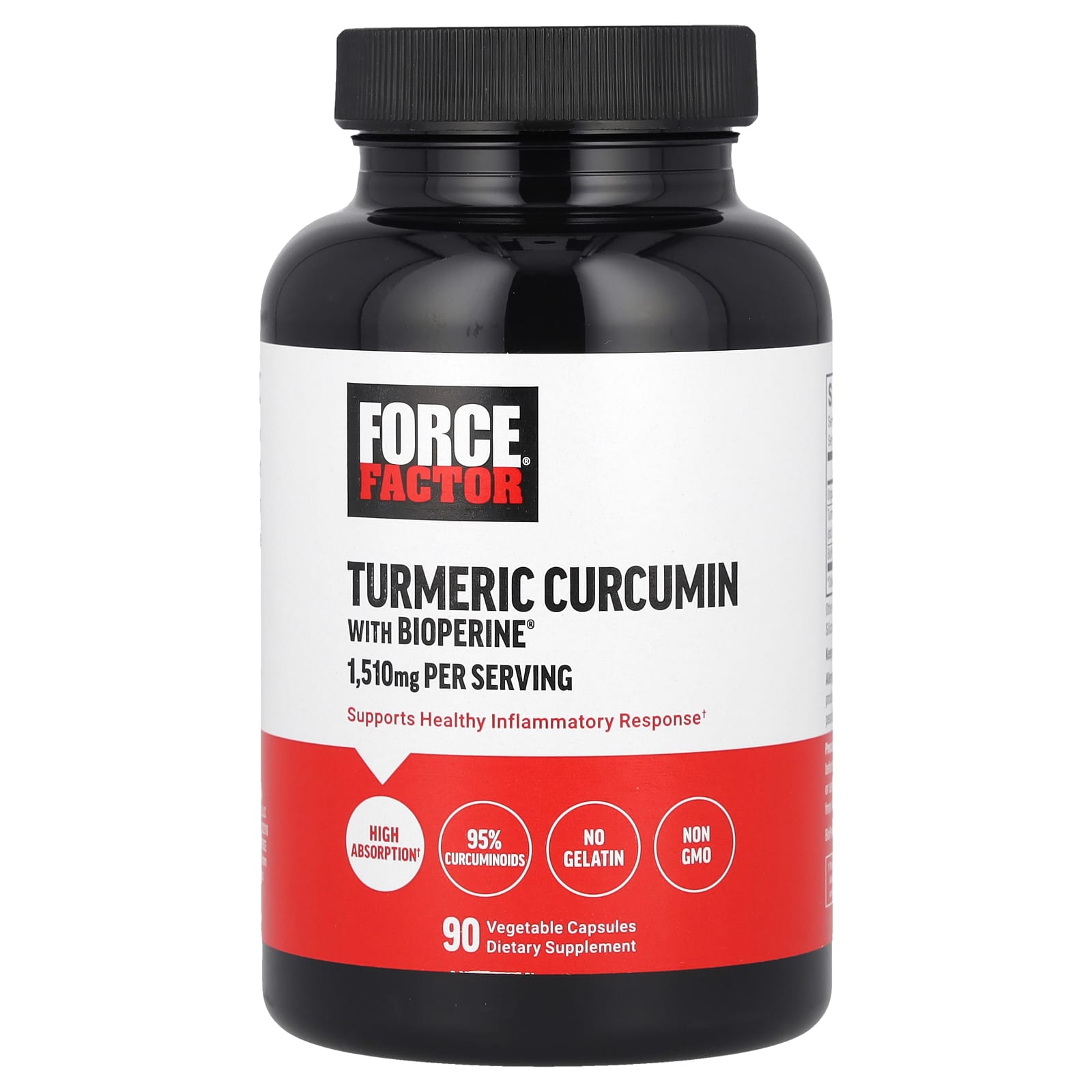 Force Factor, Turmeric Curcumin with BioPerine®, 90 Vegetable Capsules - B0D88K8D5Z