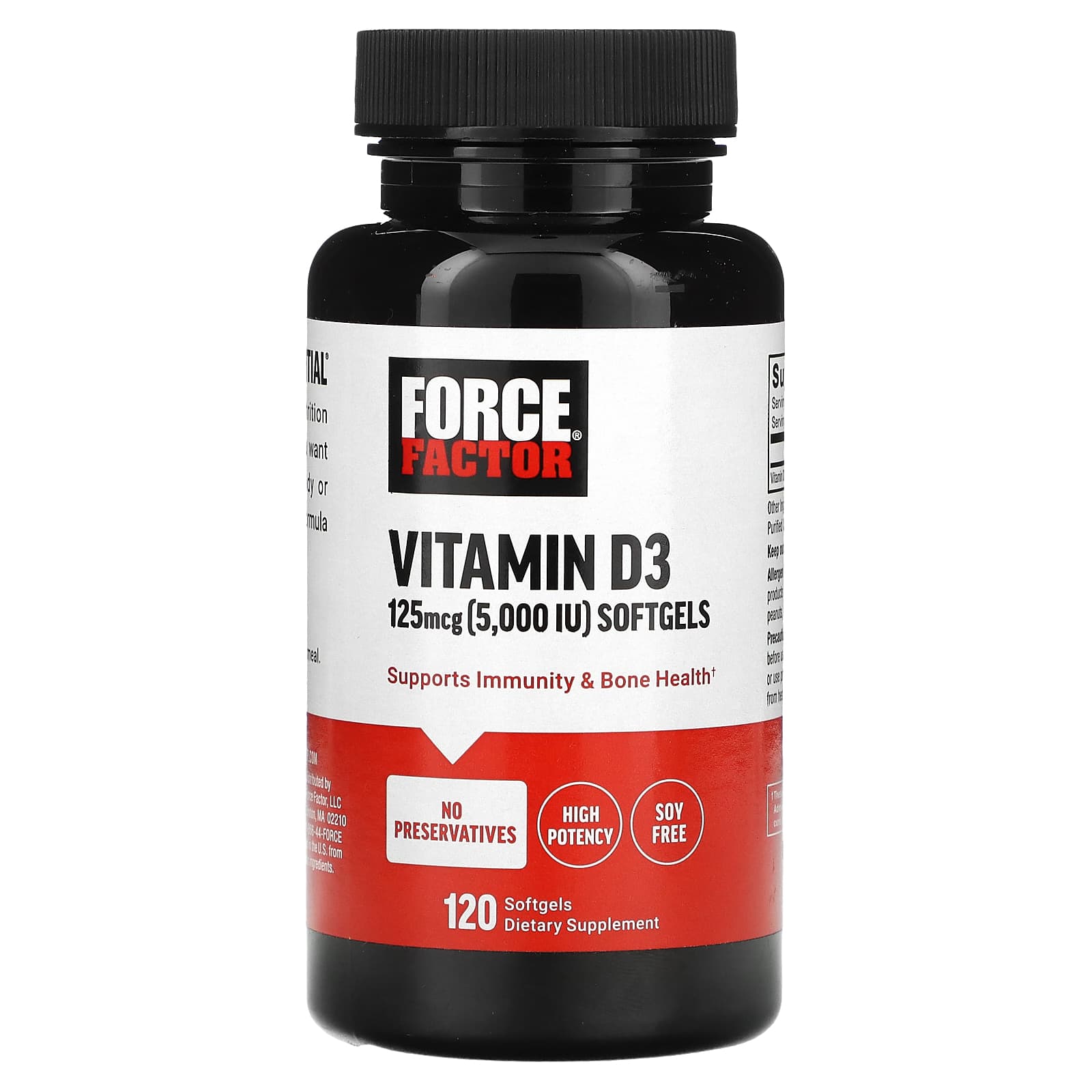 Force Factor, Vitamin D3, 125 mcg (5,000 IU), 120 Softgels - B0CHZ671YN