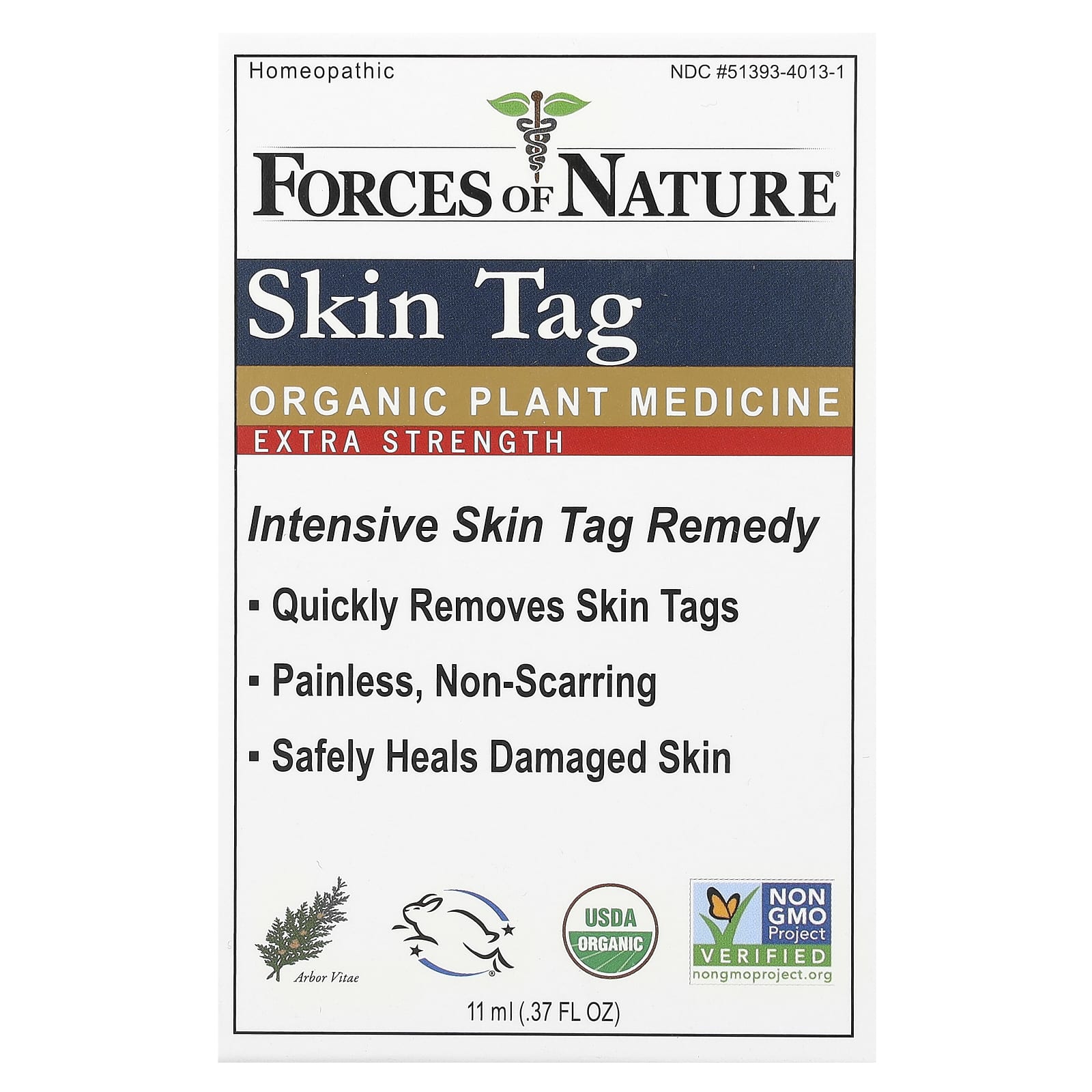 Forces of Nature, Skin Tag, Organic Plant Medicine, Extra Strength, 0.37 fl oz (11 ml) - B00HZO6NT6