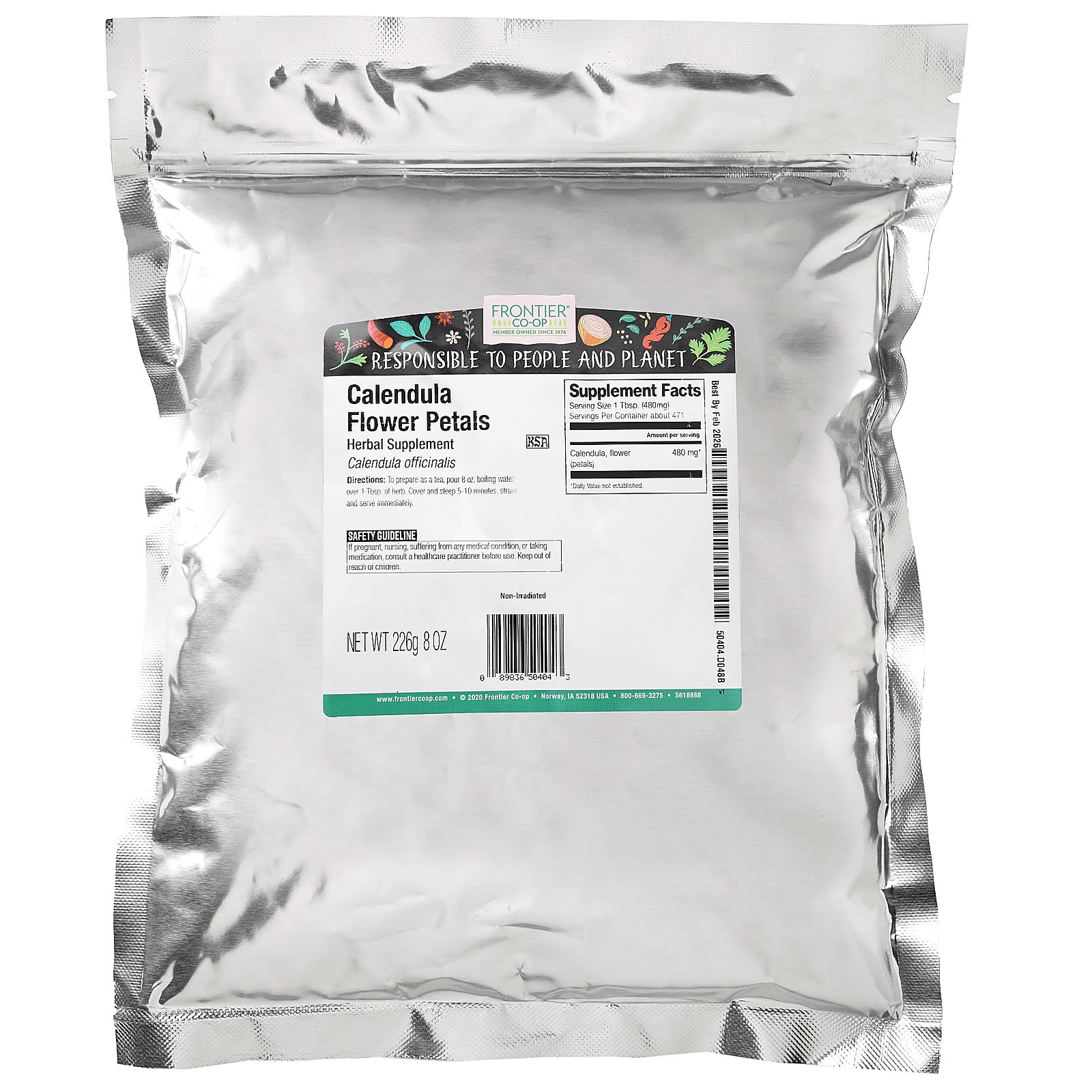 Frontier Co-op, Calendula Flower Petals, 8 oz (226 g) - B0D468LH36