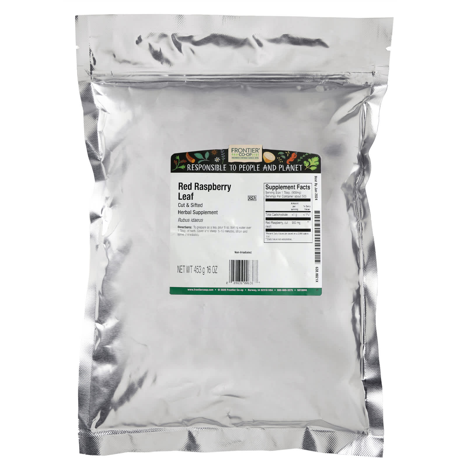 Frontier Co-op, Cut & Sifted Red Raspberry Leaf, 16 oz (453 g) - B07FZB9SMY
