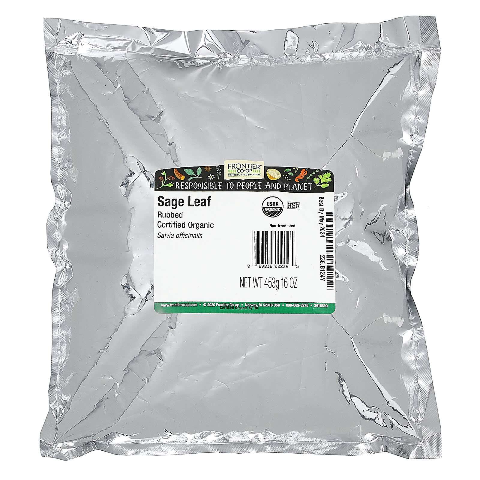 Frontier Co-op, Organic Rubbed Sage Leaf, 16 oz (453 g) - B001VNGKTA