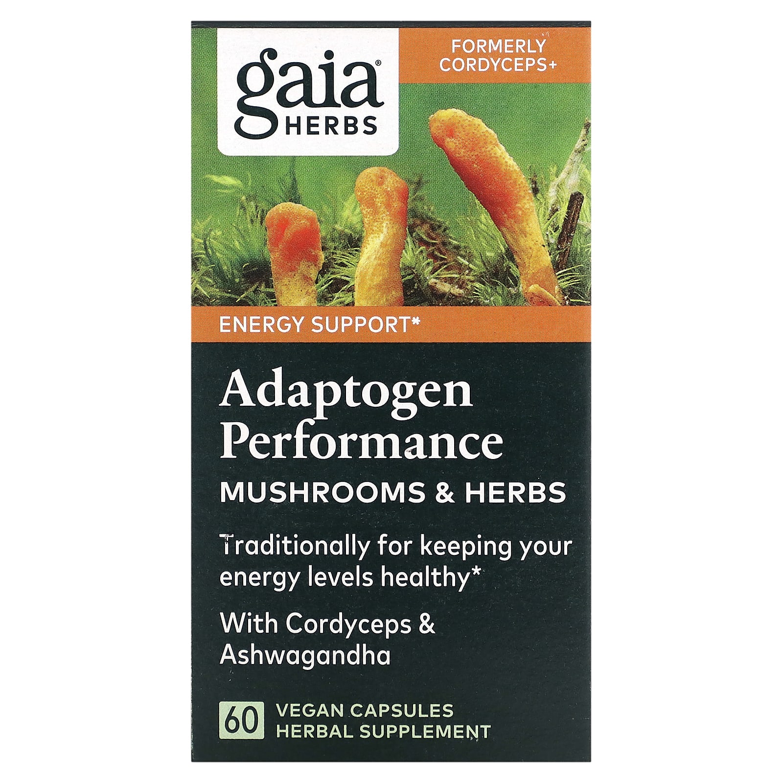 Gaia Herbs, Adaptogen Performance, Mushrooms & Herbs, 60 Vegan Capsules - B06XPH2YHZ