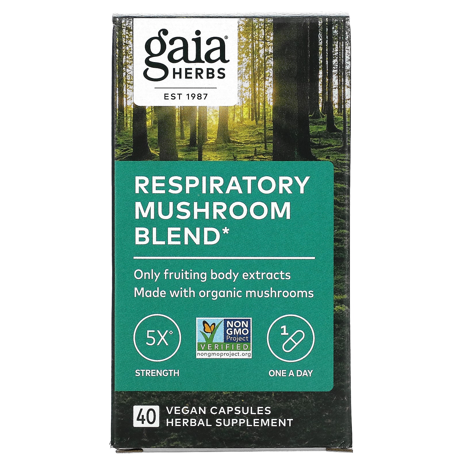 Gaia Herbs, Respiratory Mushroom Blend, 40 Vegan Capsules - B08ZB6HJX6