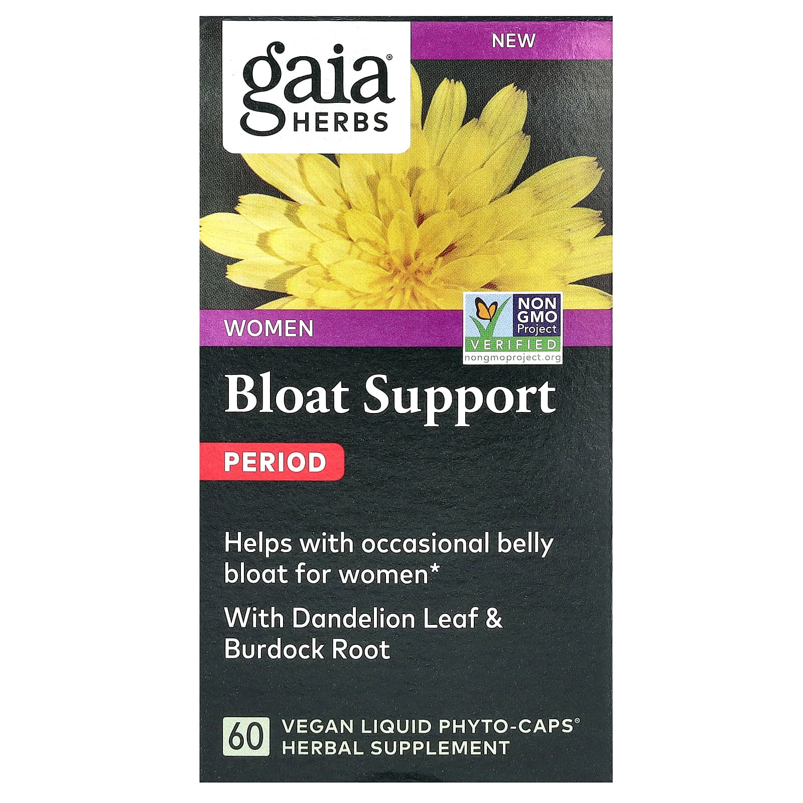Gaia Herbs, Women, Bloat Support, Period, 60 Vegan Liquid Phyto-Caps - B0CNDD28VS