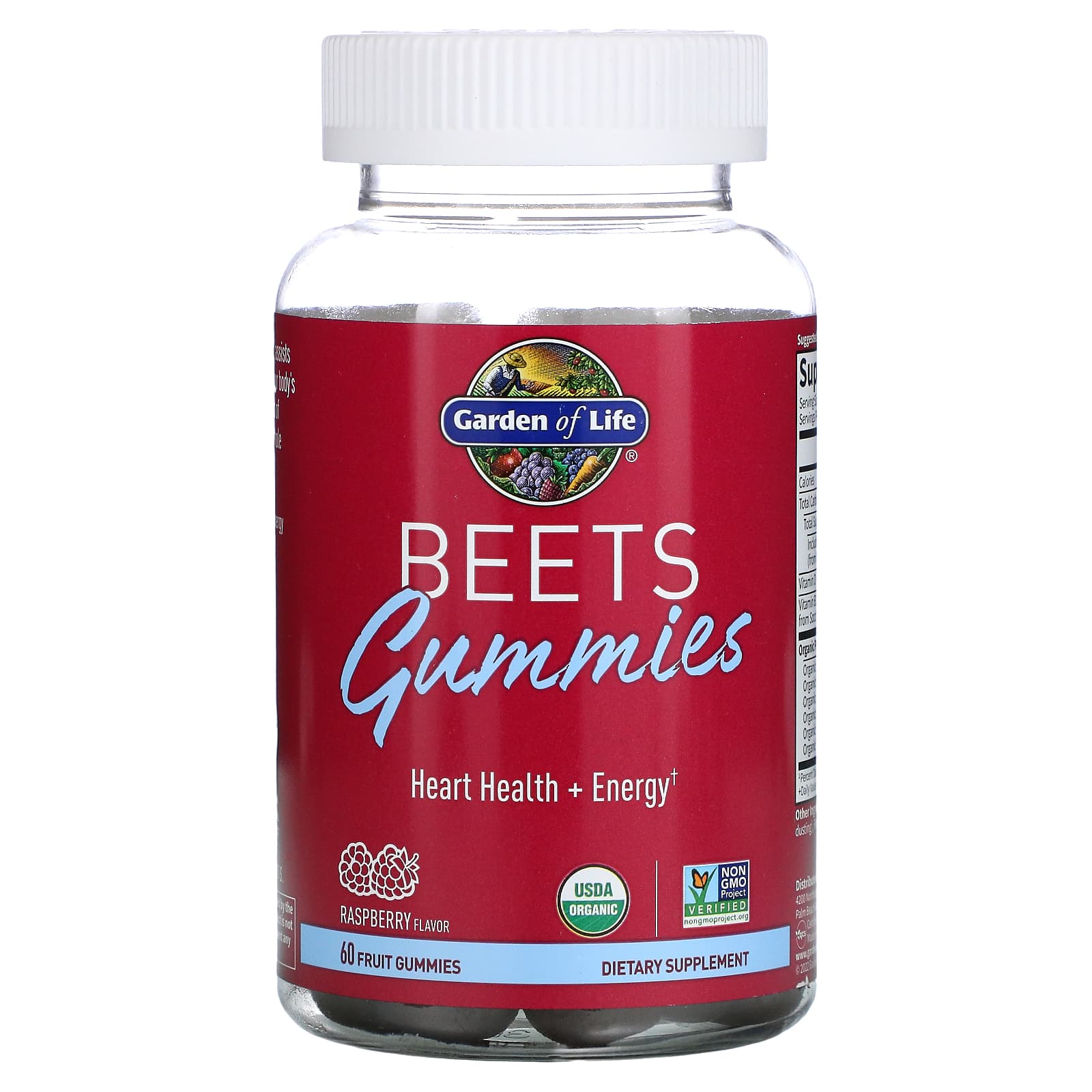 Garden of Life, Beets Gummies, Heart Health + Energy, Raspberry, 60 Fruit Gummies - B09KCM3Z19