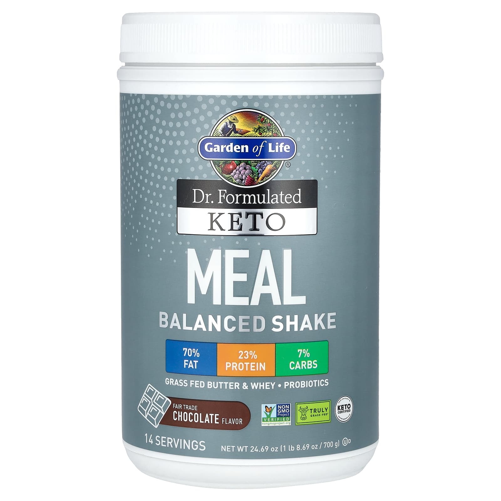 Garden of Life, Dr. Formulated Keto Meal Balanced Shake, Chocolate, 24.69 oz (700 g) - B07K4RRFGC