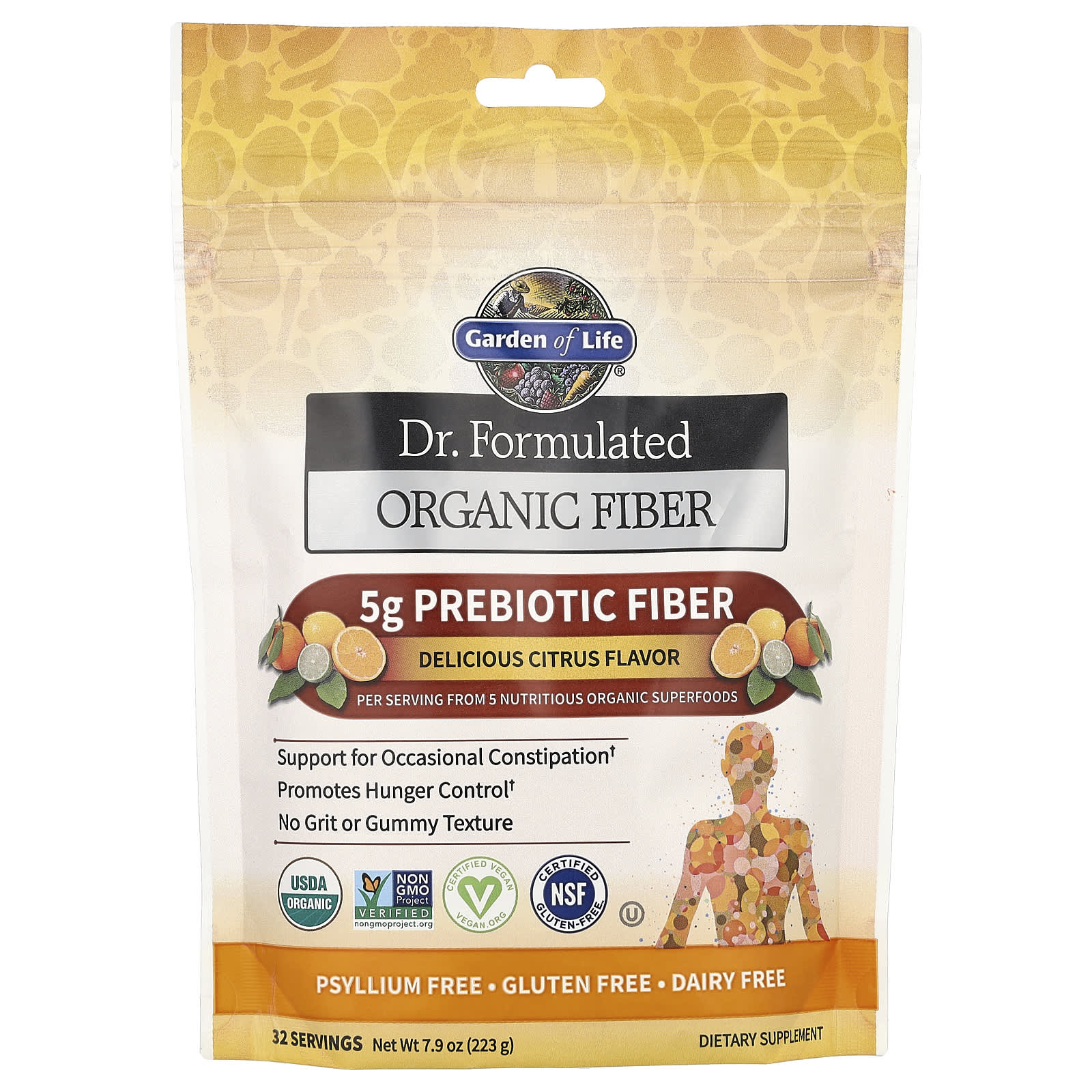 Garden of Life, Dr. Formulated Organic Fiber, Citrus, 7.9 oz (223 g) - B010CPQ8HG