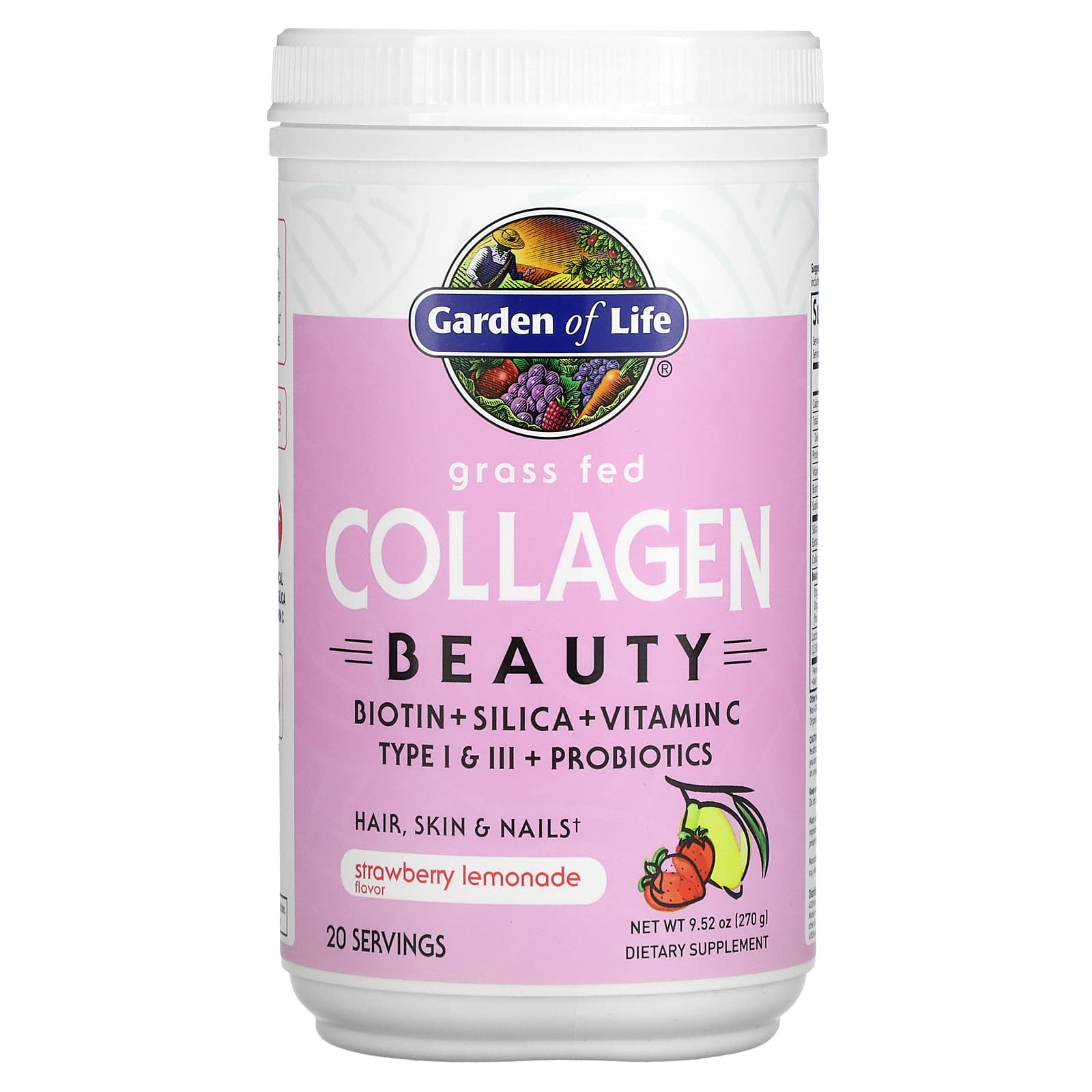 Garden of Life, Grass Fed Collagen Beauty, Strawberry Lemonade, 9.52 oz (270 g) - B07K4RF369