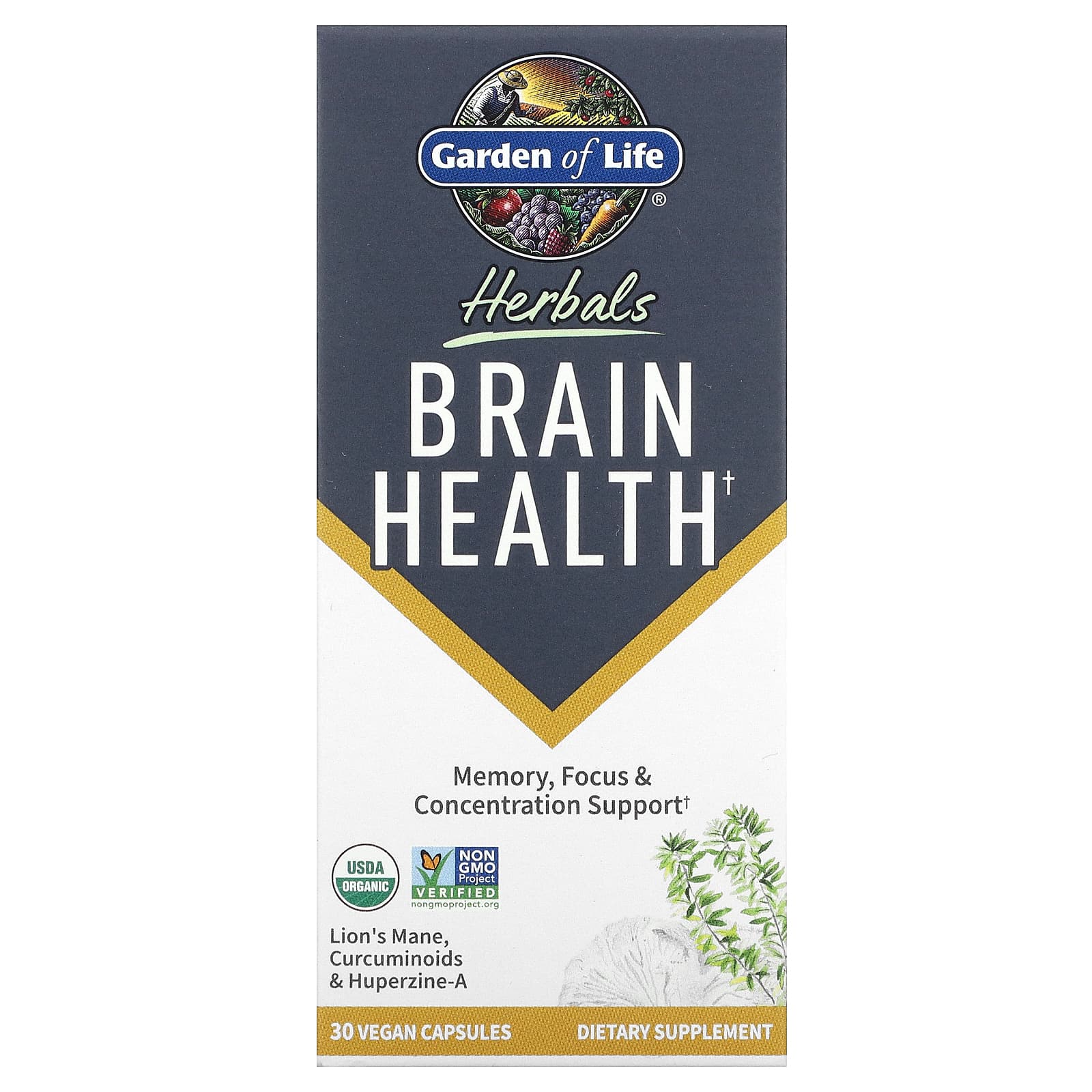 Garden of Life, Herbals, Brain Health, Mint, 30 Vegan Capsules - B0CGRY922V