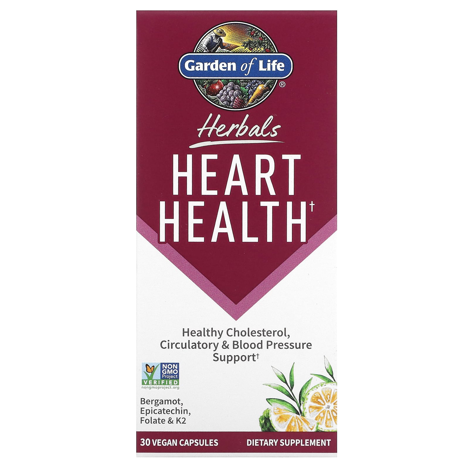 Garden of Life, Herbals, Heart Health, Sweet Citrus, 30 Vegan Capsules - B0CGRXWGV3