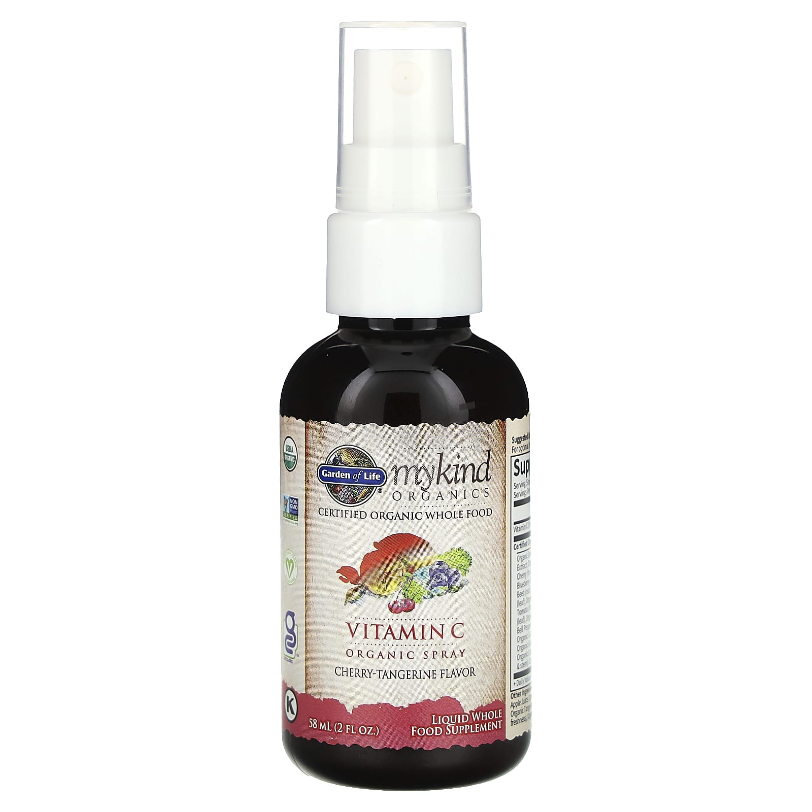Garden of Life, MyKind Organics, Vitamin C Organic Spray, Cherry-Tangerine, 2 fl oz (58 ml) - B016SCF5BC