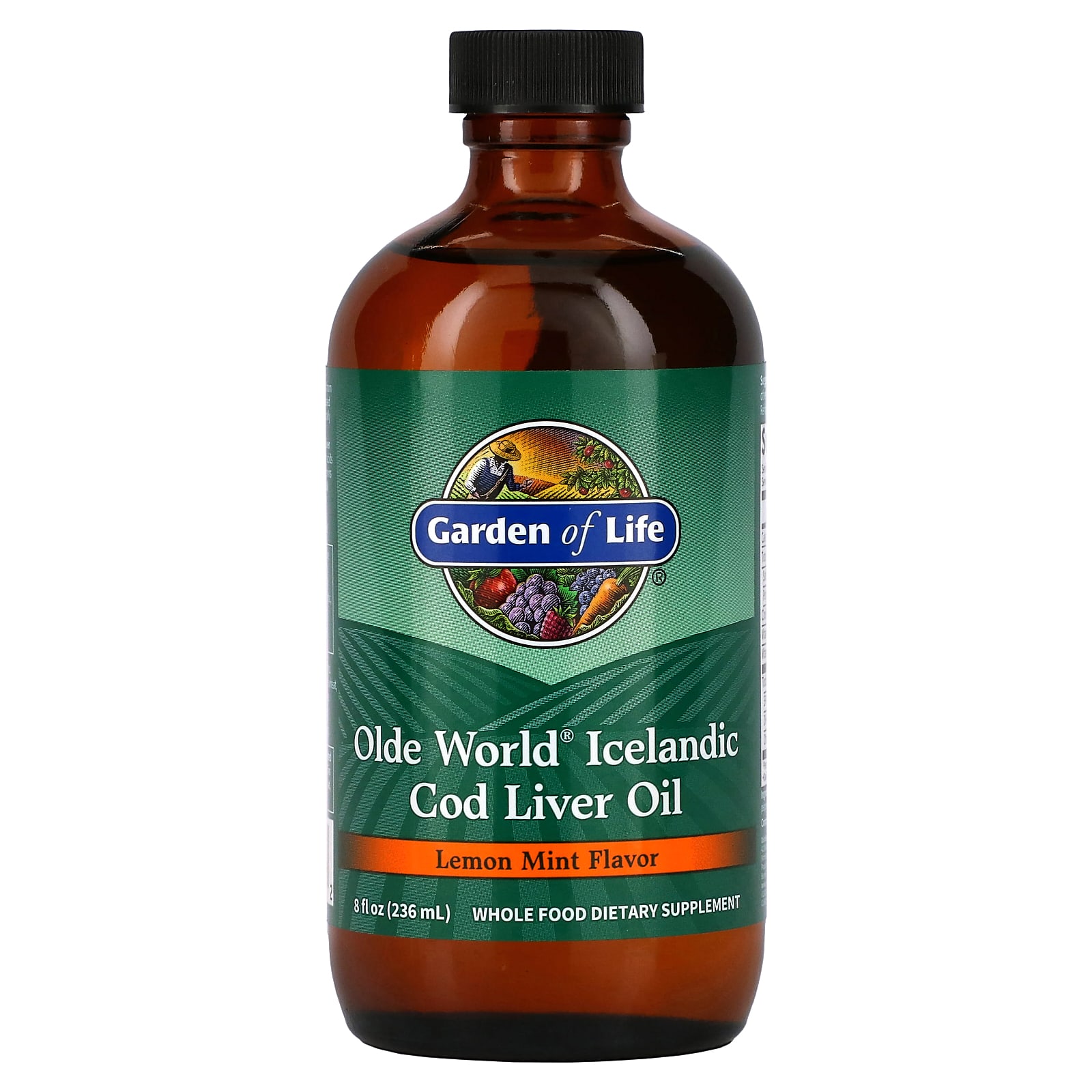 Garden of Life, Olde World Icelandic Cod Liver Oil, Lemon Mint, 8 fl oz (236 ml) - B0001VKXYG