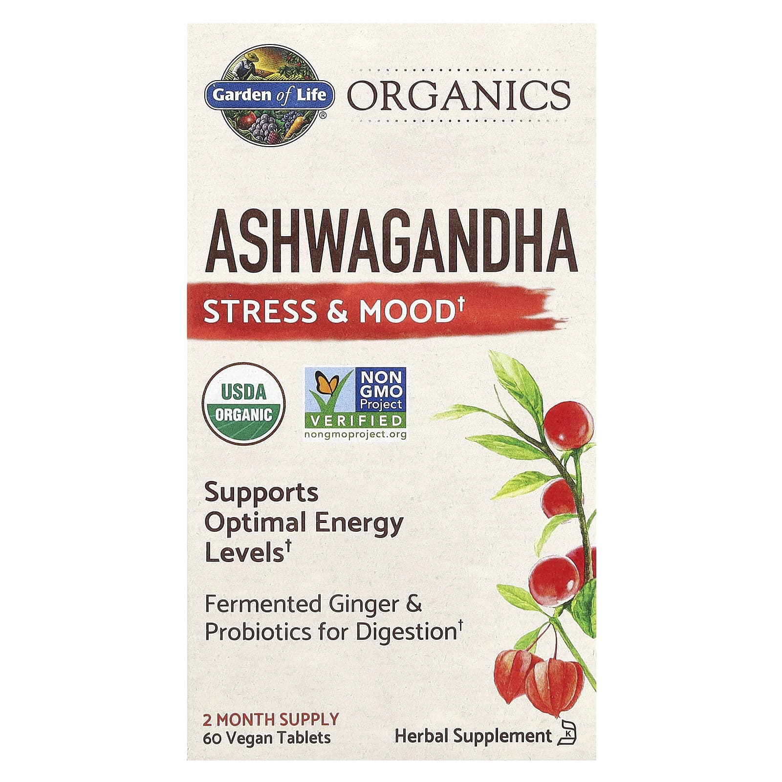 Garden of Life, Organics, Ashwagandha, 60 Vegan Tablets - B07G7XZT5K