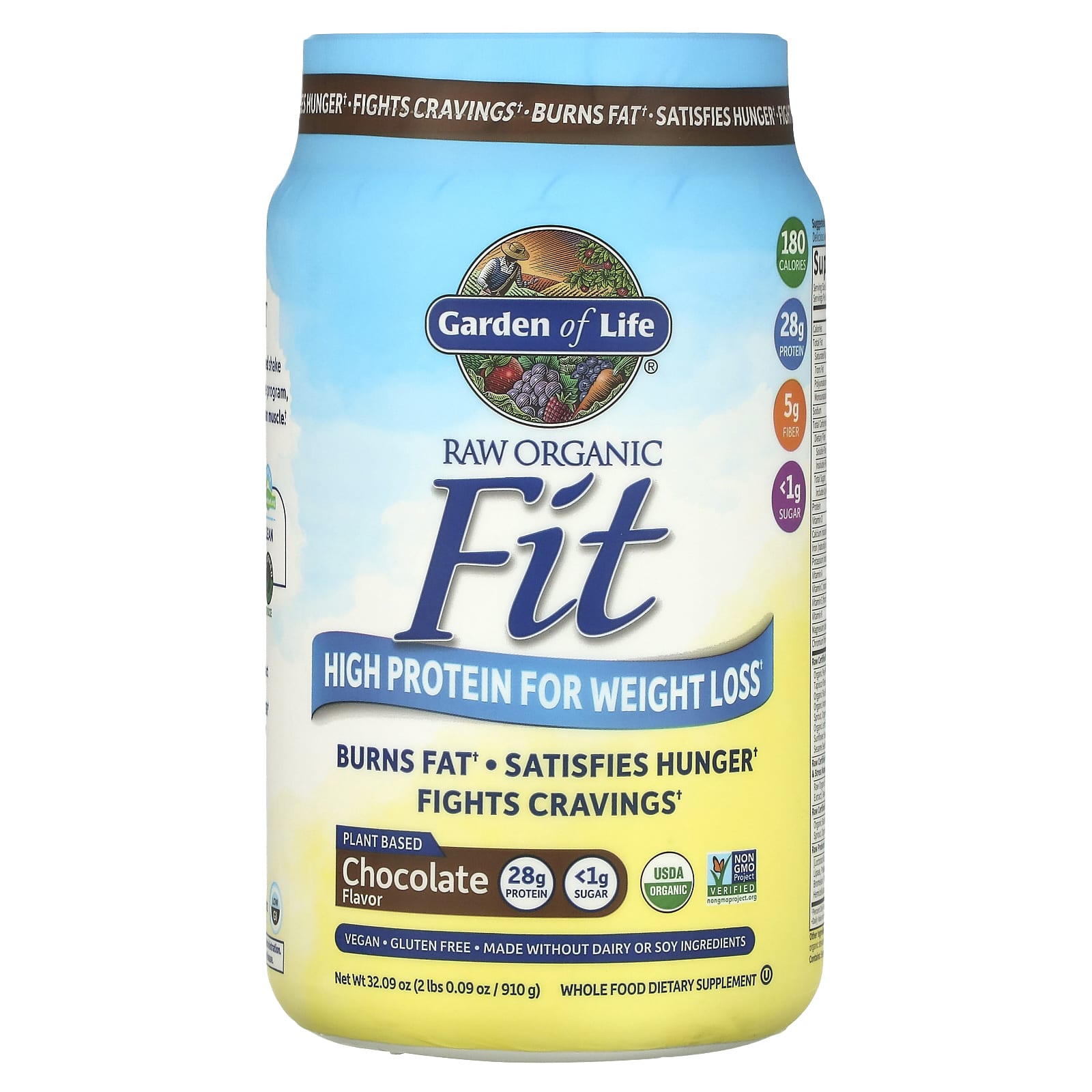 Garden of Life, RAW Organic Fit, High Protein for Weight Loss, Chocolate, 32.09 oz (910 g) - B01N42Q9SD