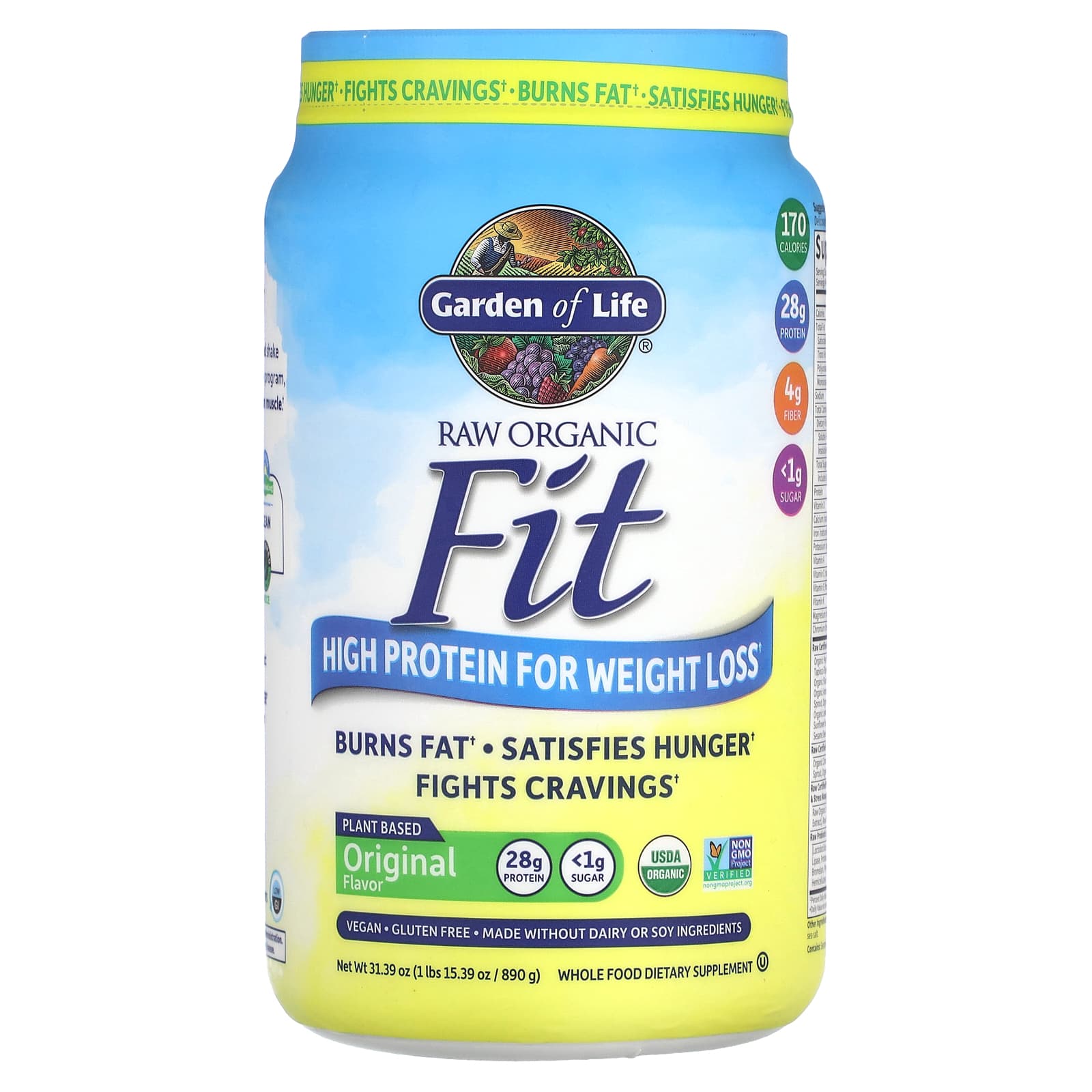 Garden of Life, RAW Organic Fit, High Protein for Weight Loss, Original, 1 lbs 15.39 oz (890 g) - B01MYOLVD3