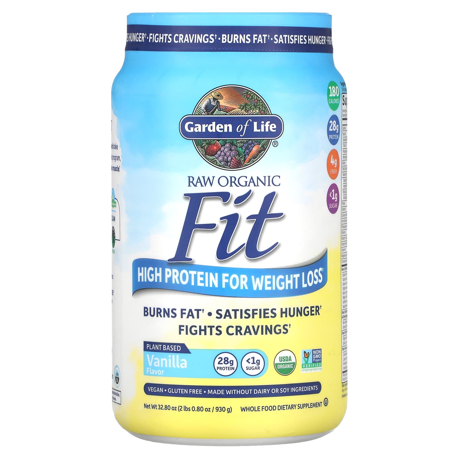 Garden of Life, RAW Organic Fit, High Protein for Weight Loss, Vanilla, 32.8 oz (930 g) - B01NA7VLNL