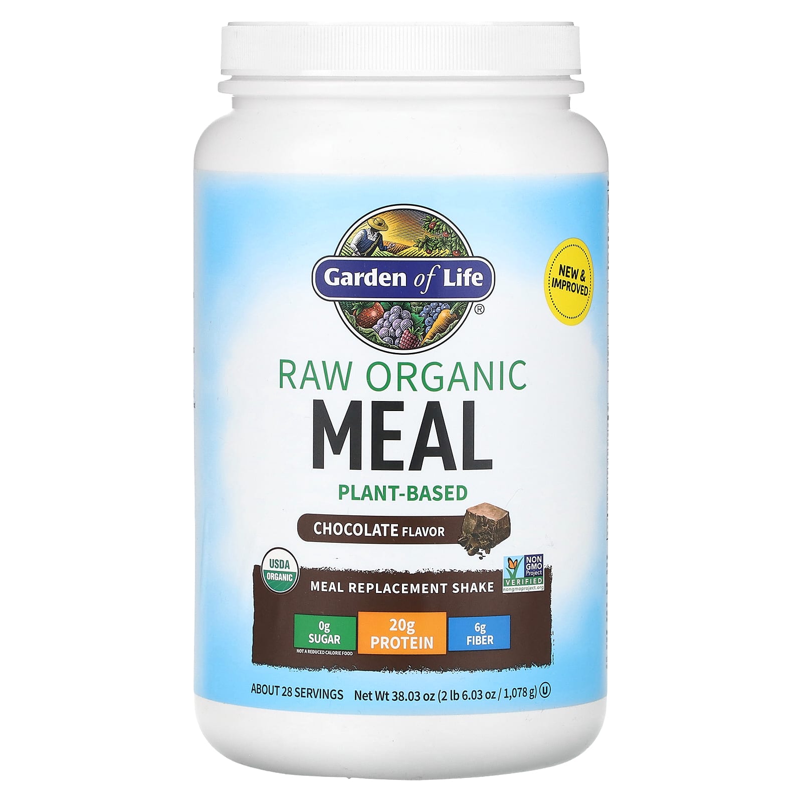 Garden of Life, RAW Organic Meal, Meal Replacement Shake, Chocolate, 38.03 oz (1,078 g) - B007S6Y6VS