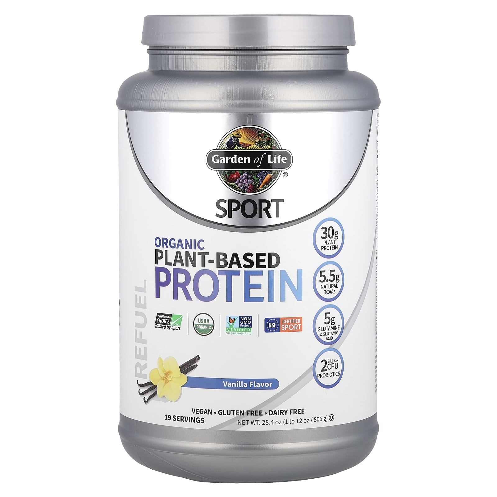 Garden of Life, Sport, Organic Plant-Based Protein, Vanilla, 1 lb 12 oz (806 g) - B01N7DTD98