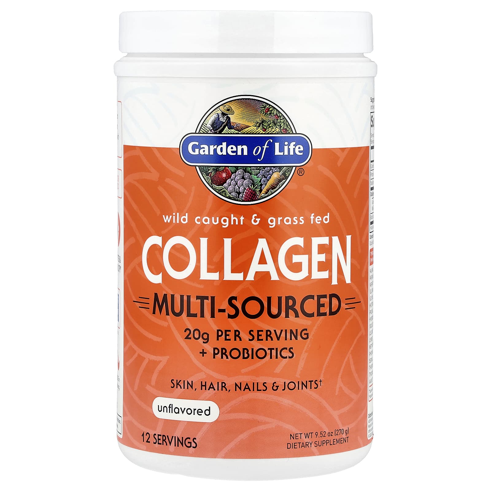 Garden of Life, Wild Caught & Grass Fed Collagen, Multi-Sourced, Unflavored, 9.52 oz (270 g) - B09KCNPWRR