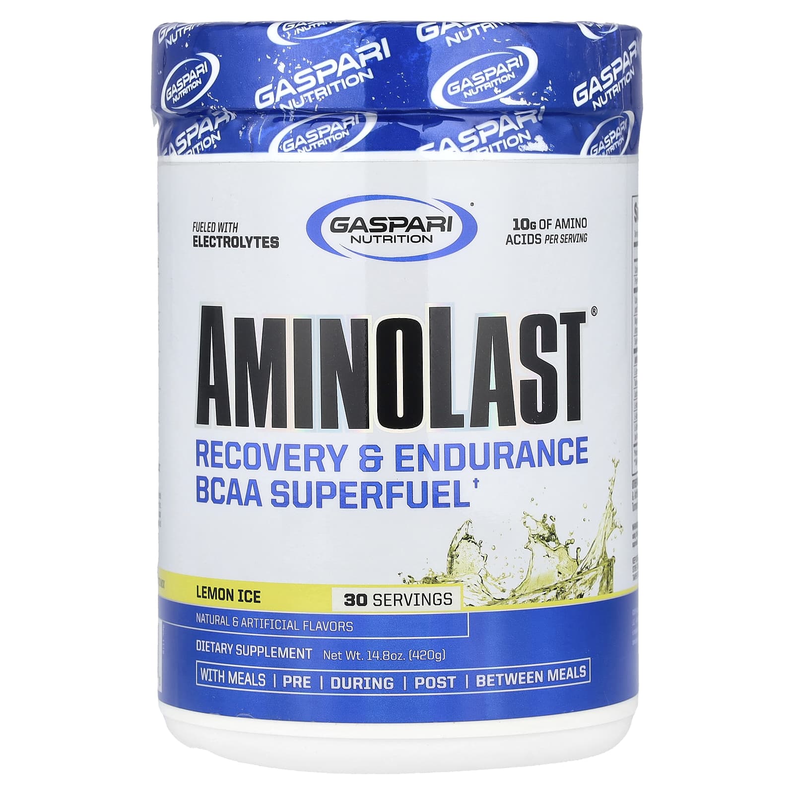 Gaspari Nutrition, Aminolast®, Recovery & Endurance BCAA Superfuel, Lemon Ice, 14.8 oz (420 g) - B008I548QG