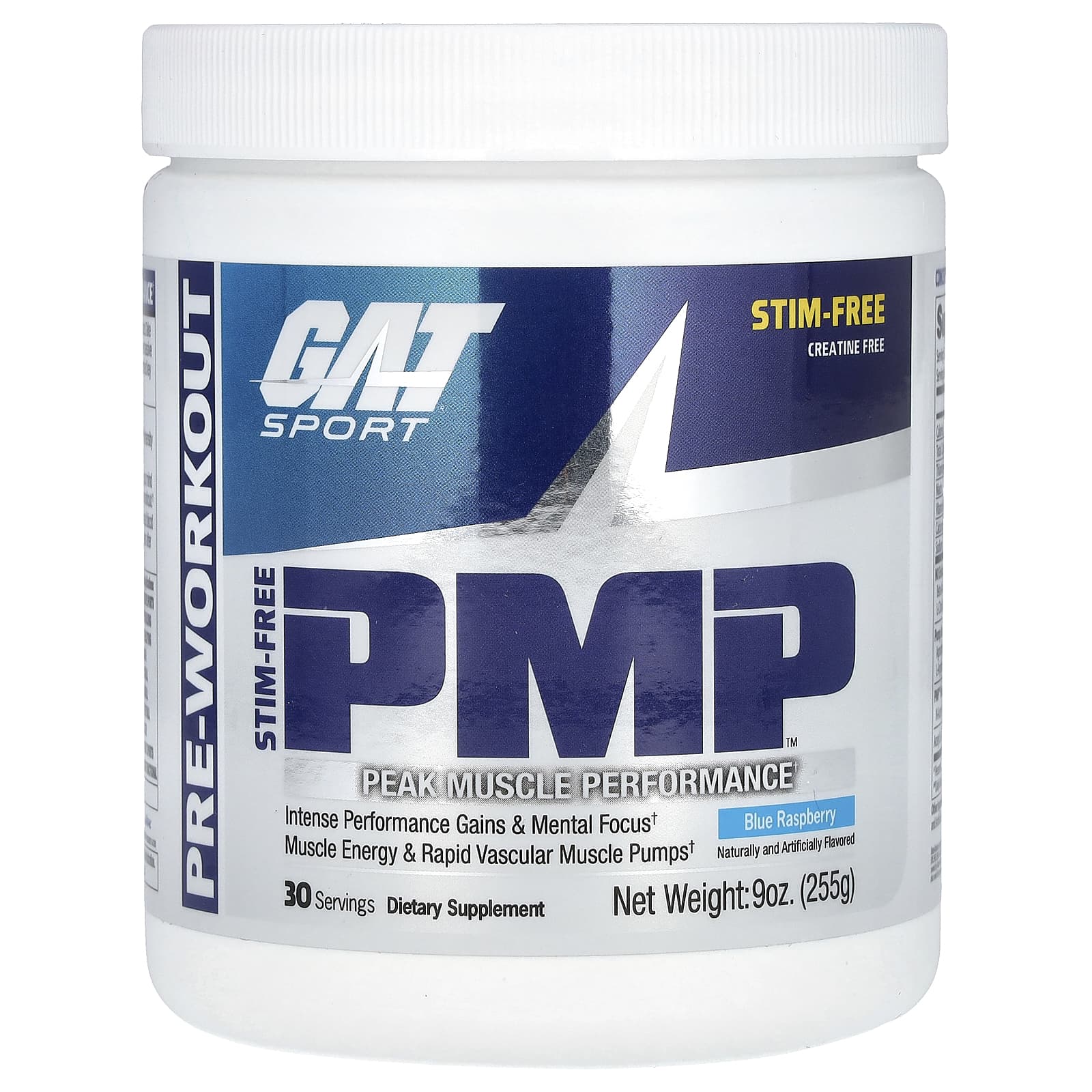 GAT, Stim-Free PMP, Peak Muscle Performance, Blue Raspberry, 9 oz (255 g) - B01KBZ2TMK