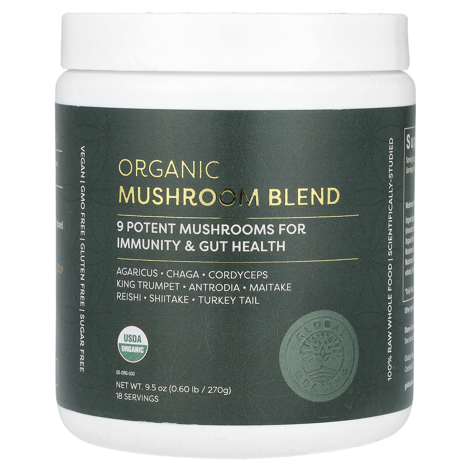 Global Healing, Organic Mushroom Blend, 9.5 oz (270 g) - B0BRNSXMXD