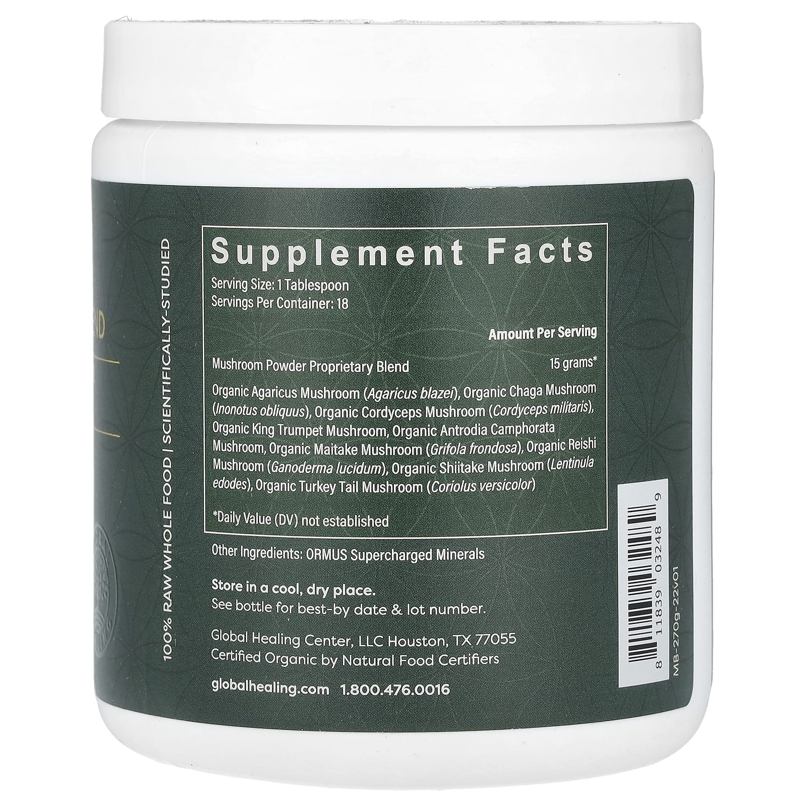 Global Healing, Organic Mushroom Blend, 9.5 oz (270 g) - B0BRNSXMXD