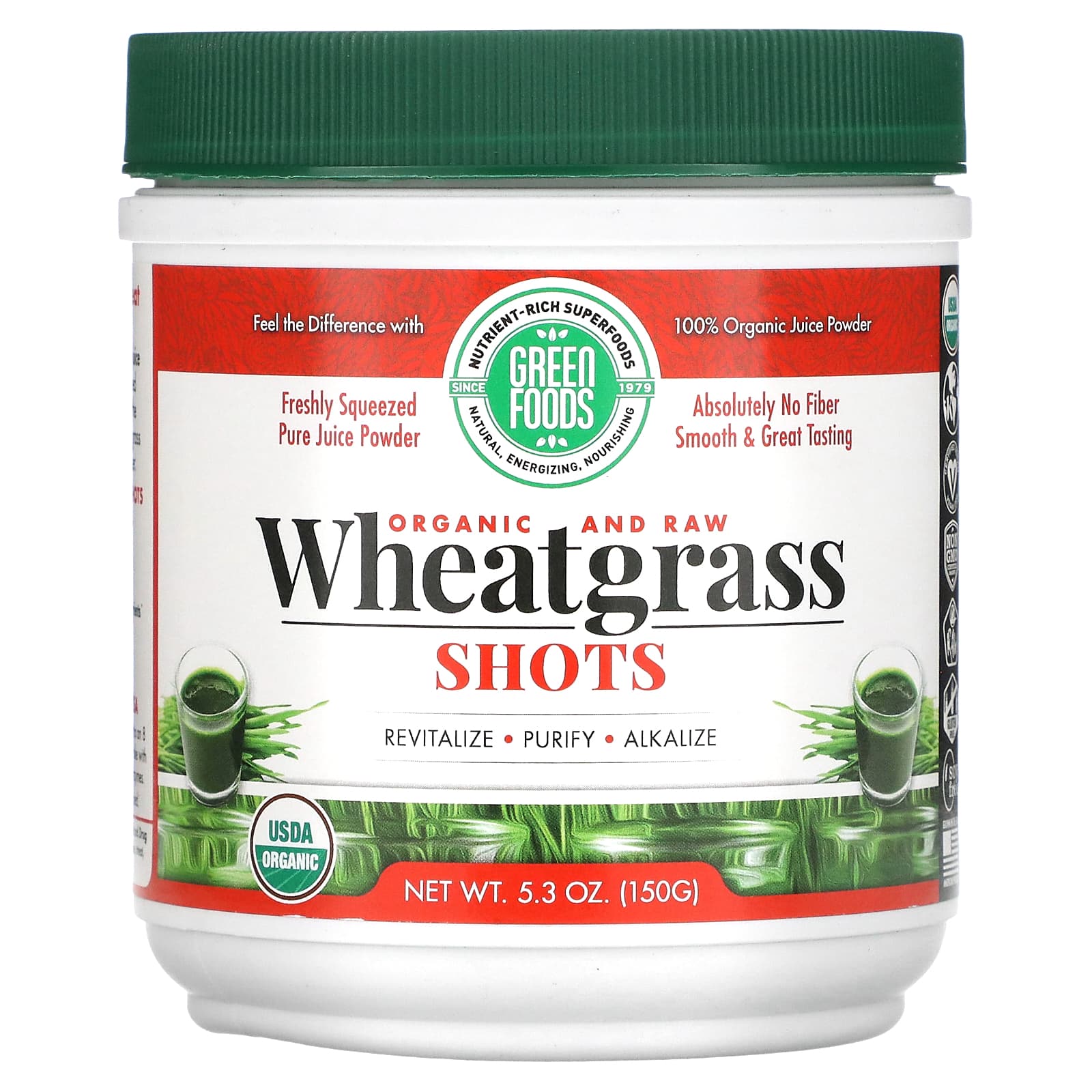 Green Foods, Organic & Raw, Wheatgrass Shots, 5.3 oz (150 g) - B006OCB8W2